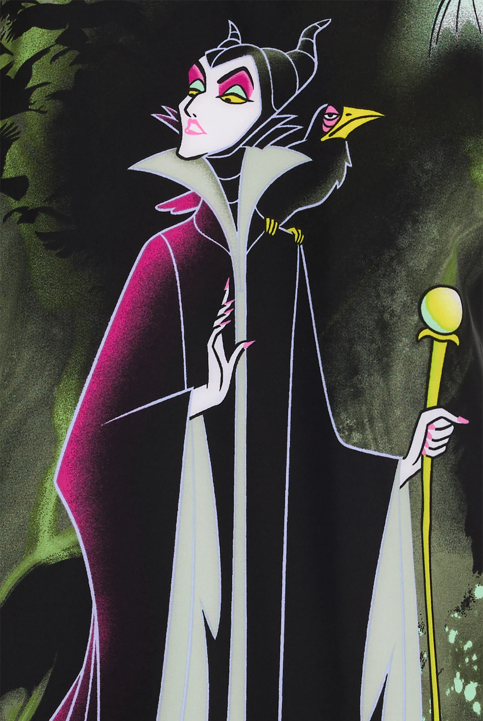 Blusa médica estampada Tooniforms Disney's Dark Clouds STRETCH con cuello en V y 2 bolsillos para mujer