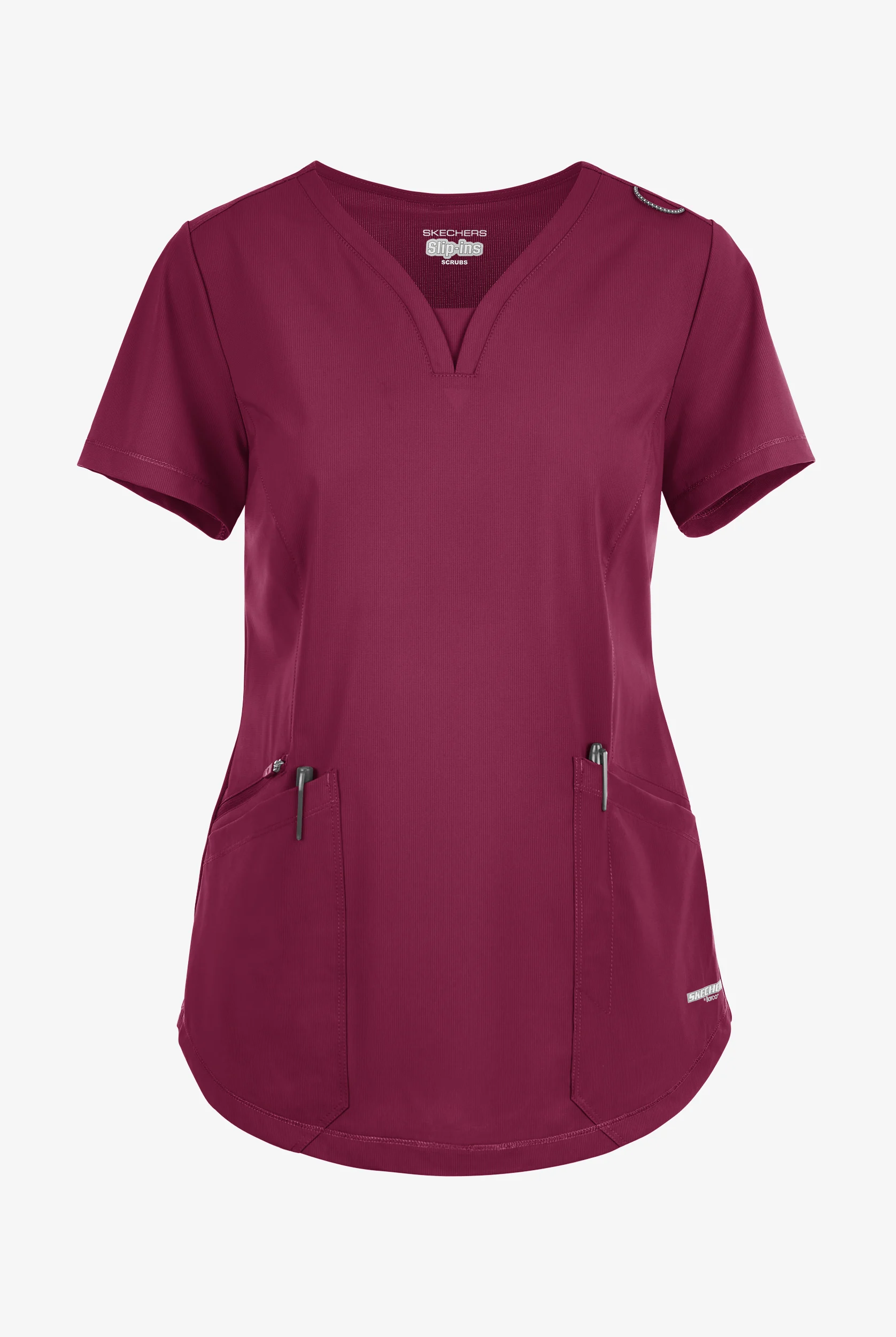 Skechers by Barco Slip-ins Serene Women's 3-Pocket STRETCH Gusset V-Neck Scrub Top