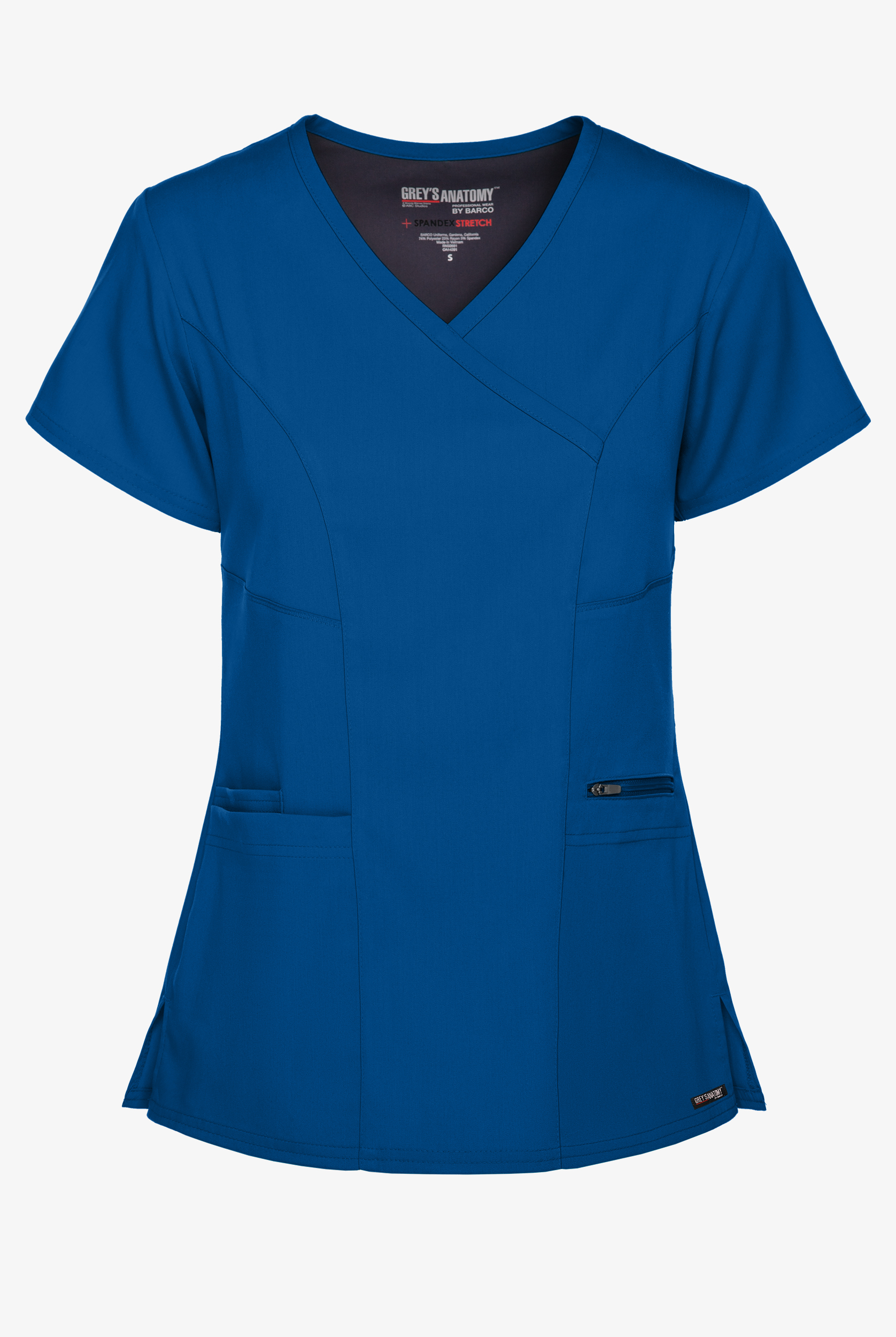 Grey's Anatomy by Barco Spandex STRETCH Kim Women's 3-Pocket Mock Wrap Scrub Top