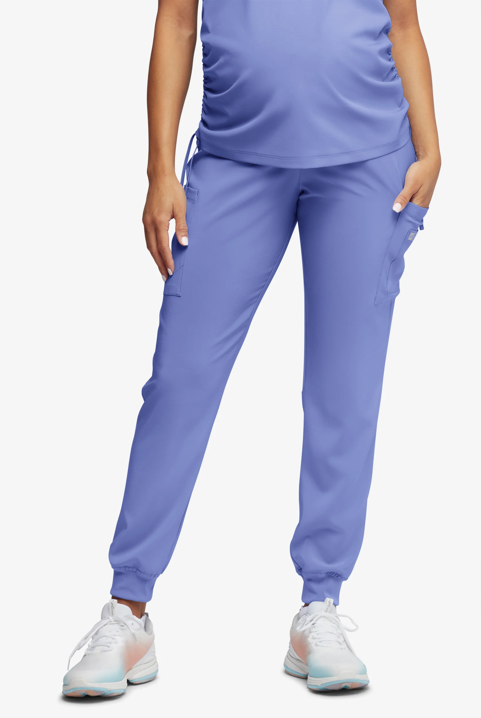 Easy STRETCH Chrissy Women's Maternity 4-Pocket Tapered Leg Jogger Scrub Pants