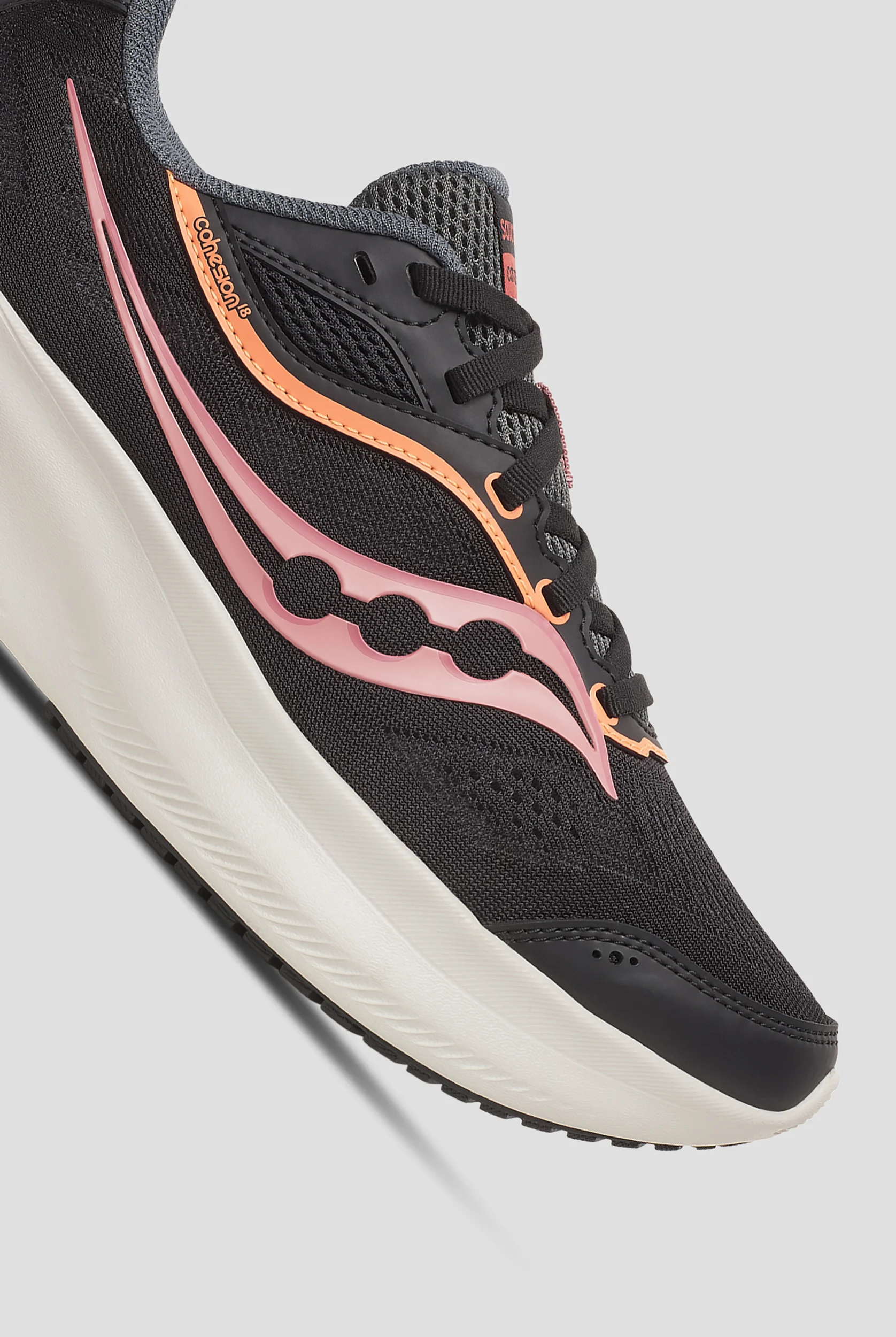 Saucony Women's Cohesion 18 Black / Salmon Athletic Lace Up Shoes