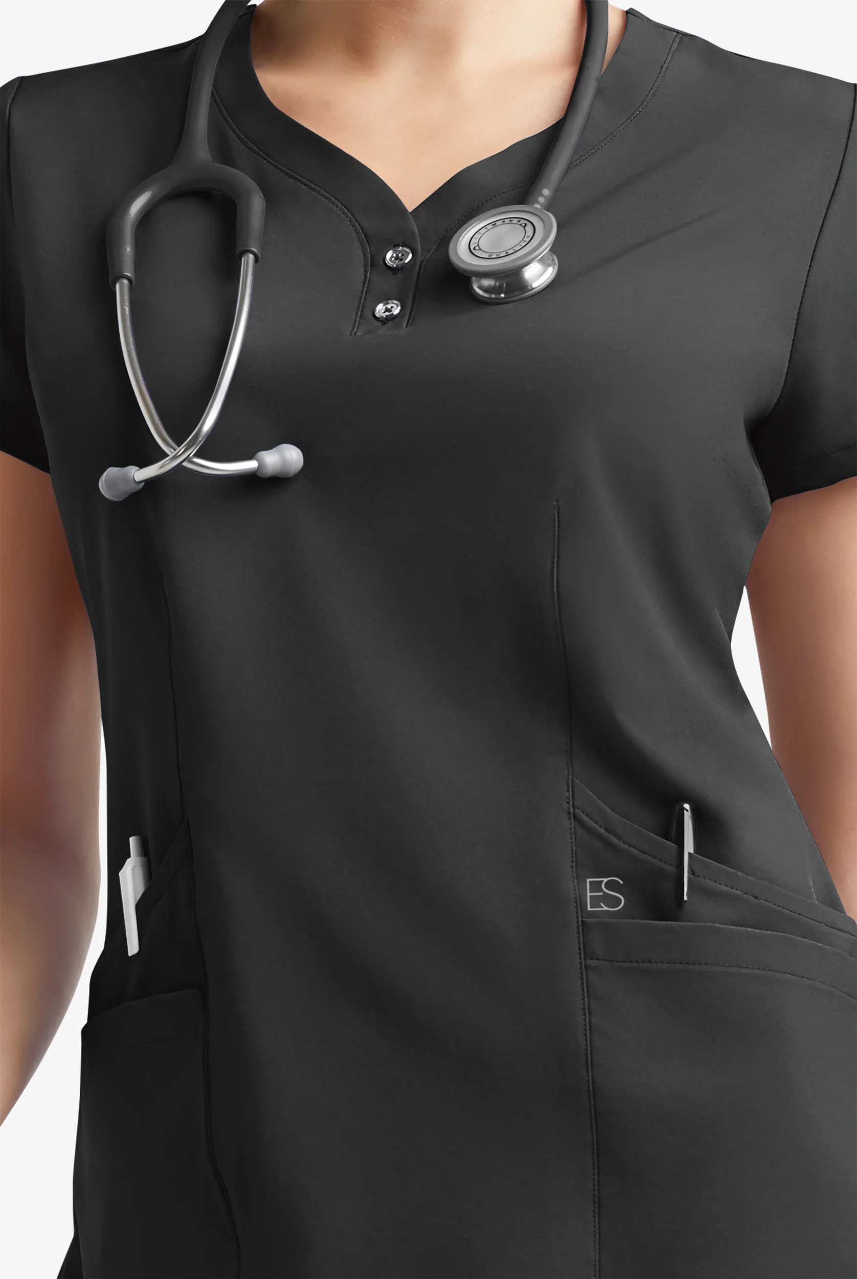 Easy STRETCH Demi Women's 4-Pocket Henley Scrub Top