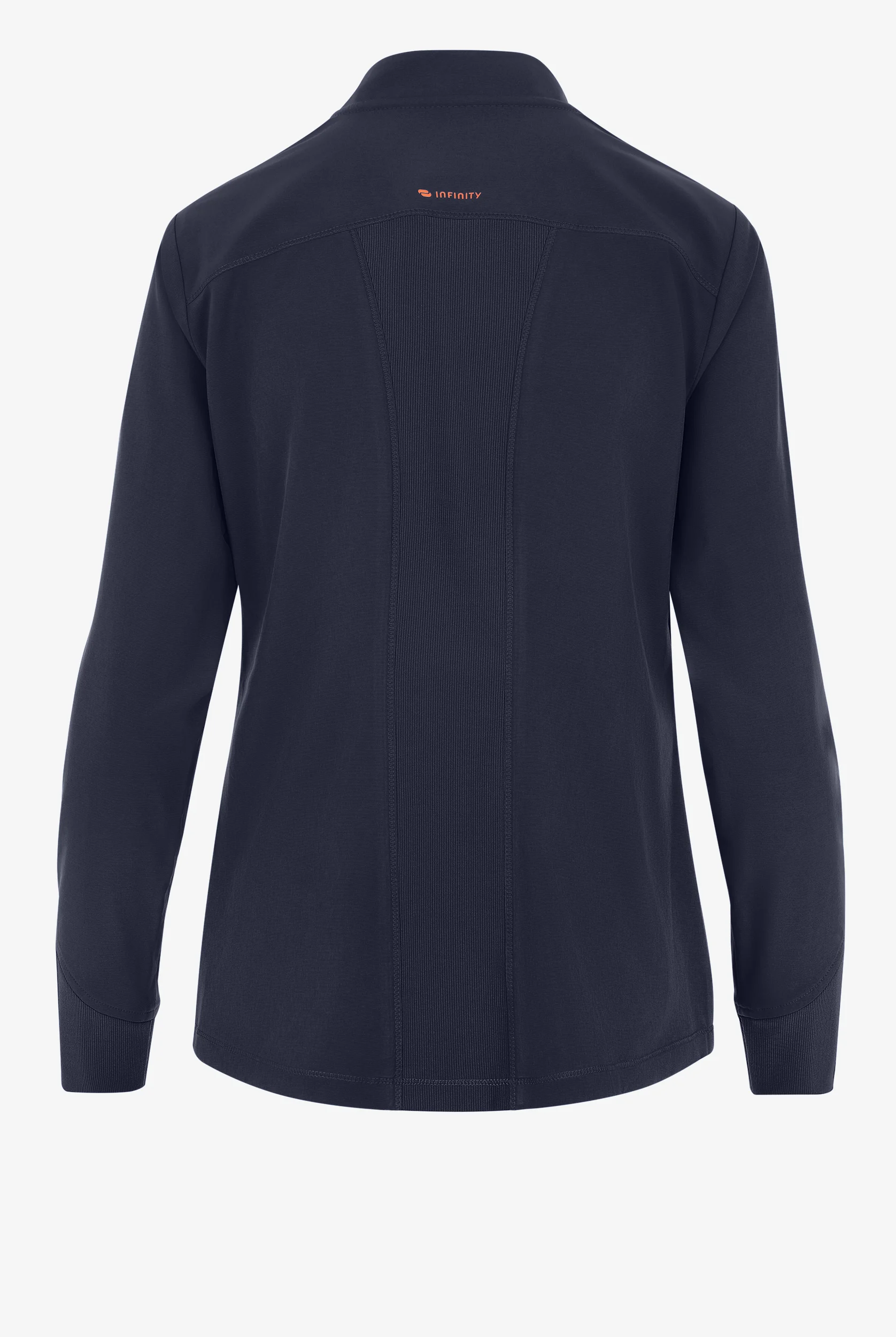 Infinity GNR8 Women's 4-Pocket STRETCH Rib-Knit Zip Front Round Neck Scrub Jacket