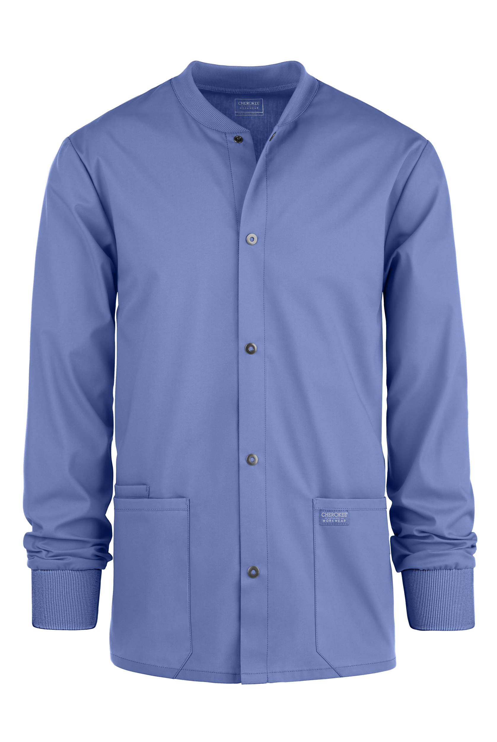 Cherokee Workwear Professionals Men's 3-Pocket STRETCH Snap Front Scrub Jacket