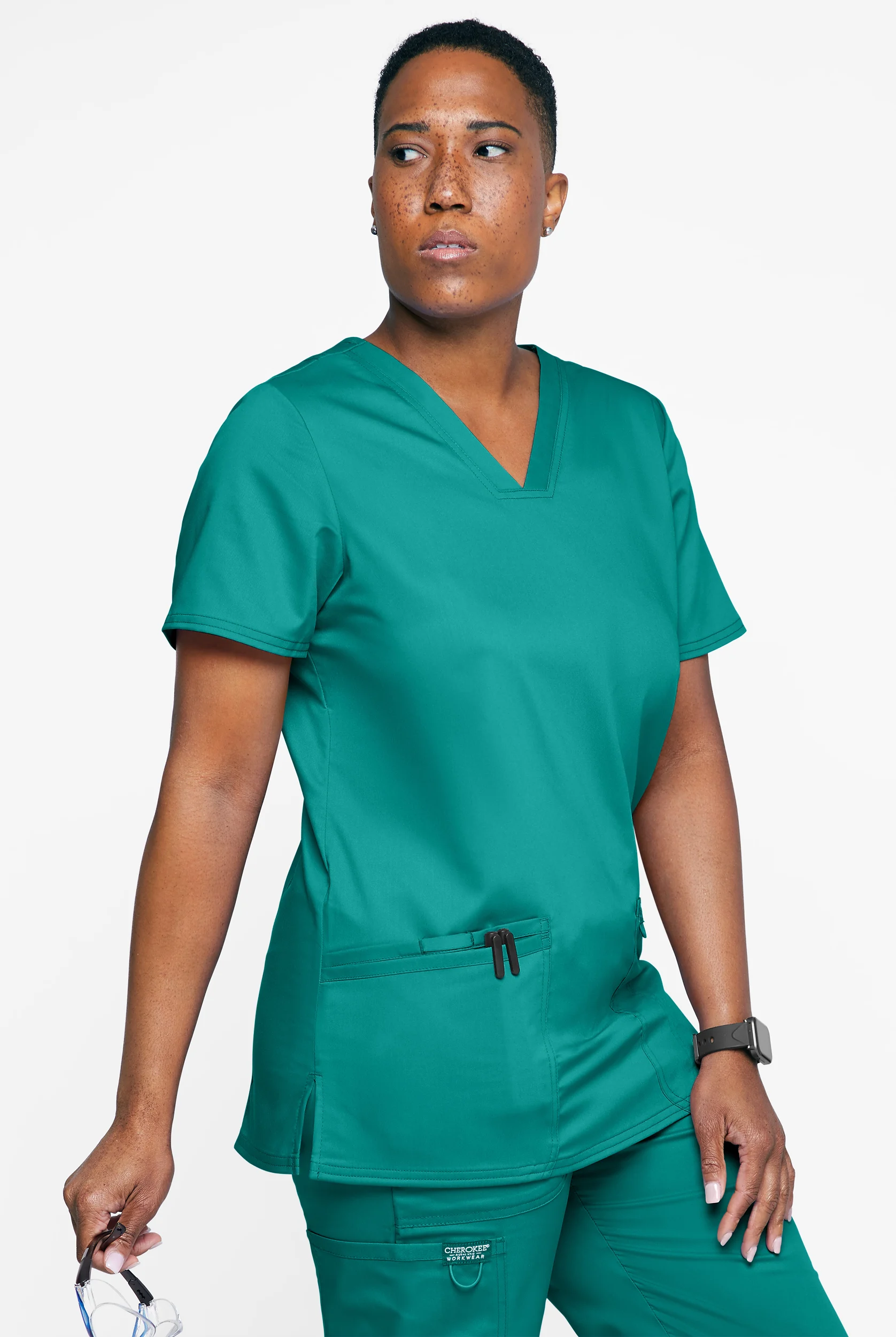 Cherokee Workwear Revolution Women's 3-Pocket STRETCH V-Neck Scrub Top