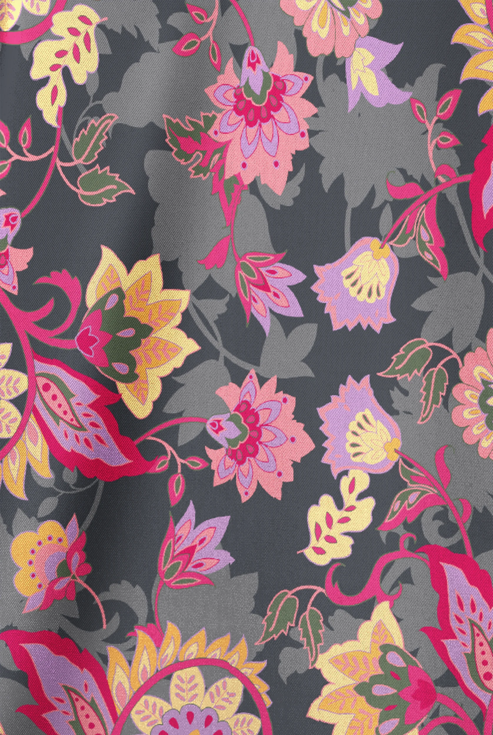 Butter-Soft STRETCH Jacobean Spring Pewter Women's 1-Pocket Tuck-In V-Neck Print Scrub Top