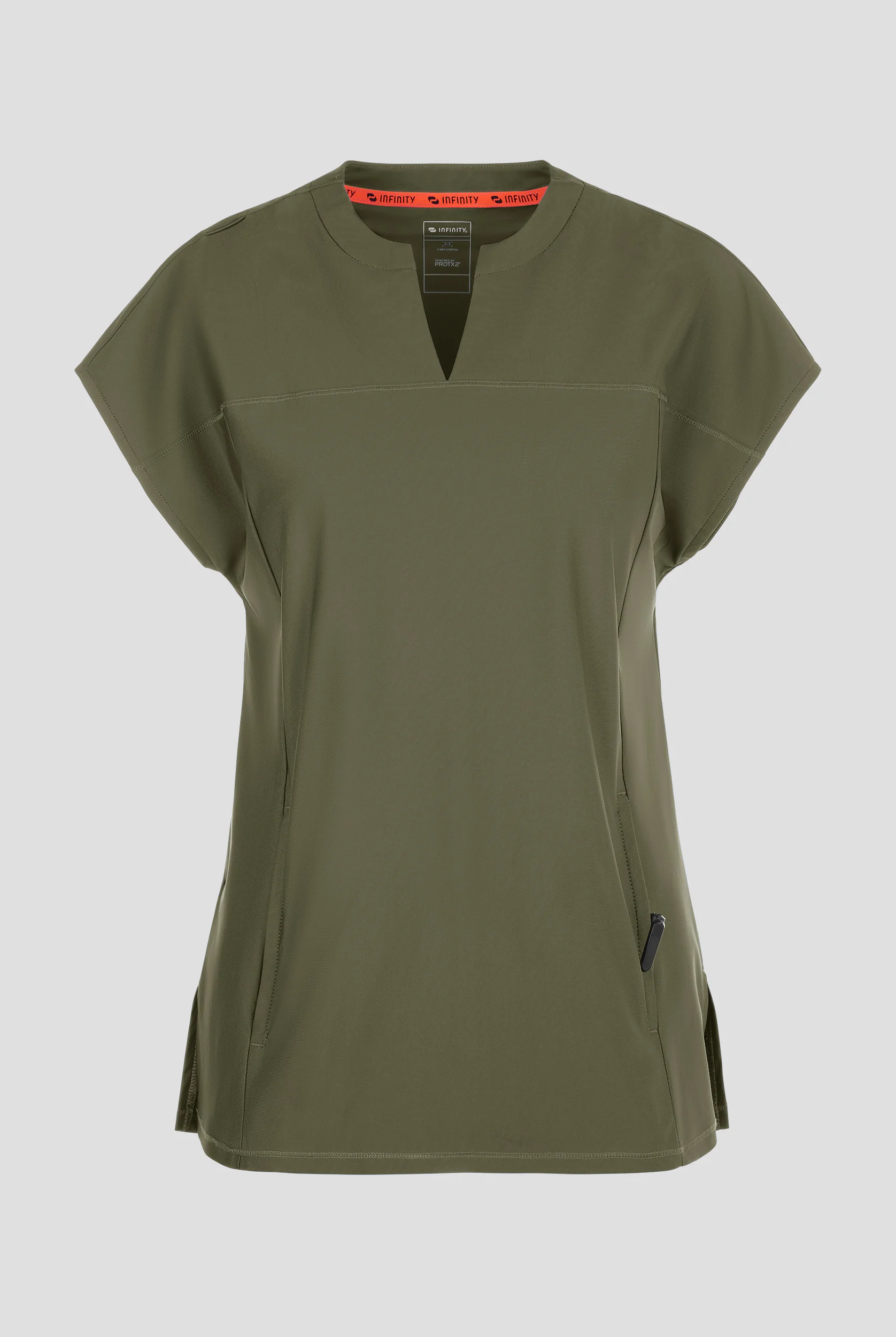 Infinity GNR8 Kinetic Knit Women's 3-Pocket STRETCH Dolman Tunic Rounded Notch Neck Scrub Top