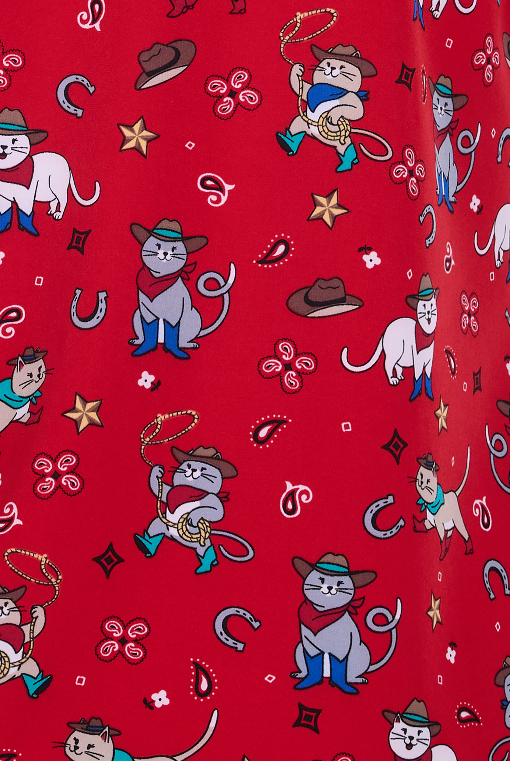 Blusa médica estampada Cherokee Cowgirl Kitty STRETCH con cuello en V y 2 bolsillos para mujer