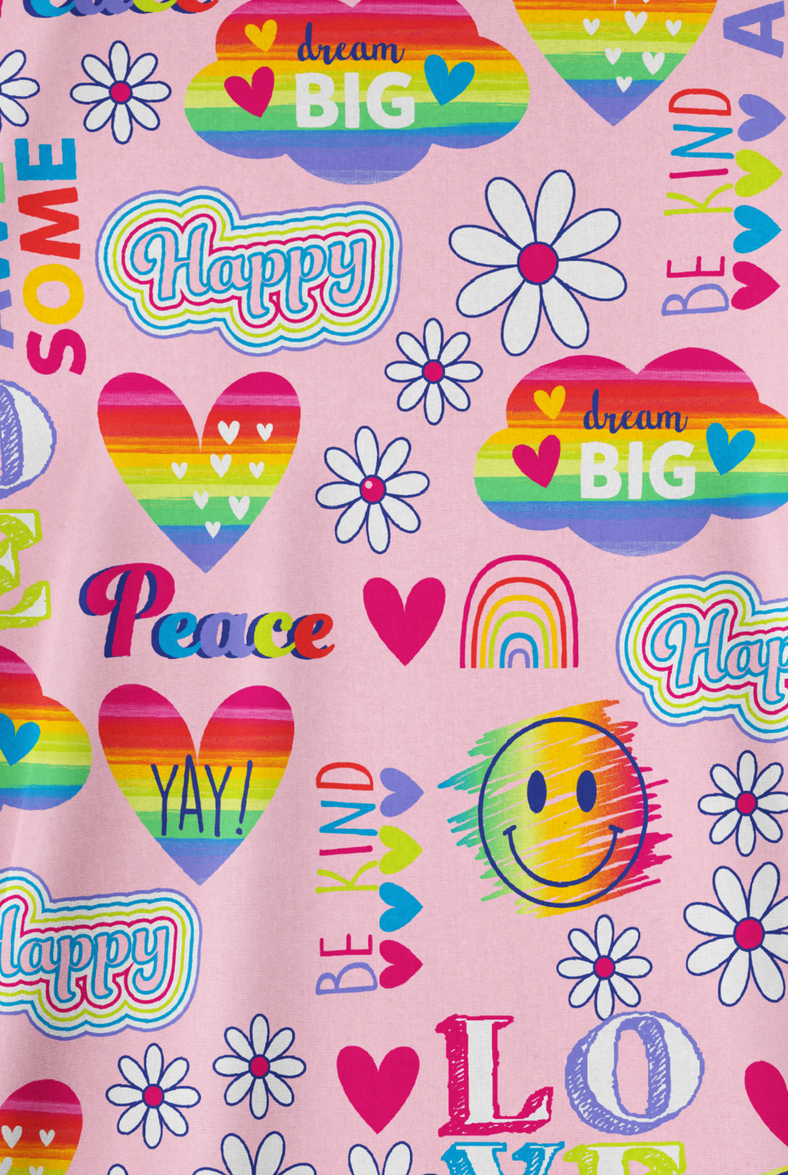 Butter-Soft Originals Good Vibes Only Fuchsia Women's 2-Pocket V-Neck Print Scrub Top