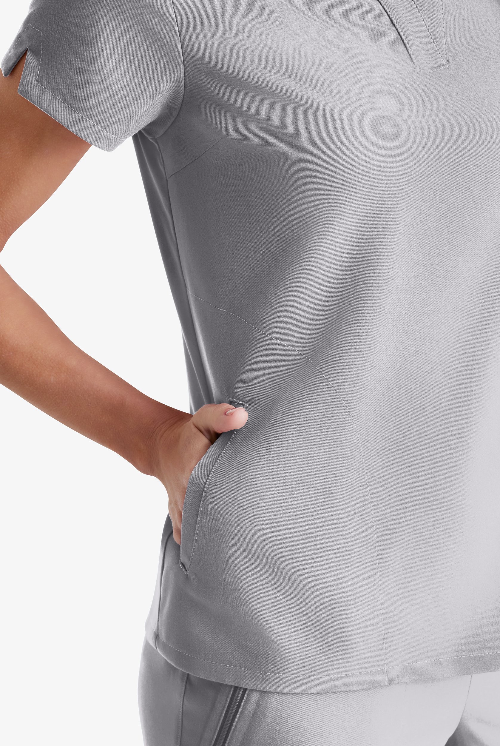 Grey's Anatomy by Barco Spandex STRETCH Avery Women's 2-Pocket Notch Sleeve V-Neck Scrub Top