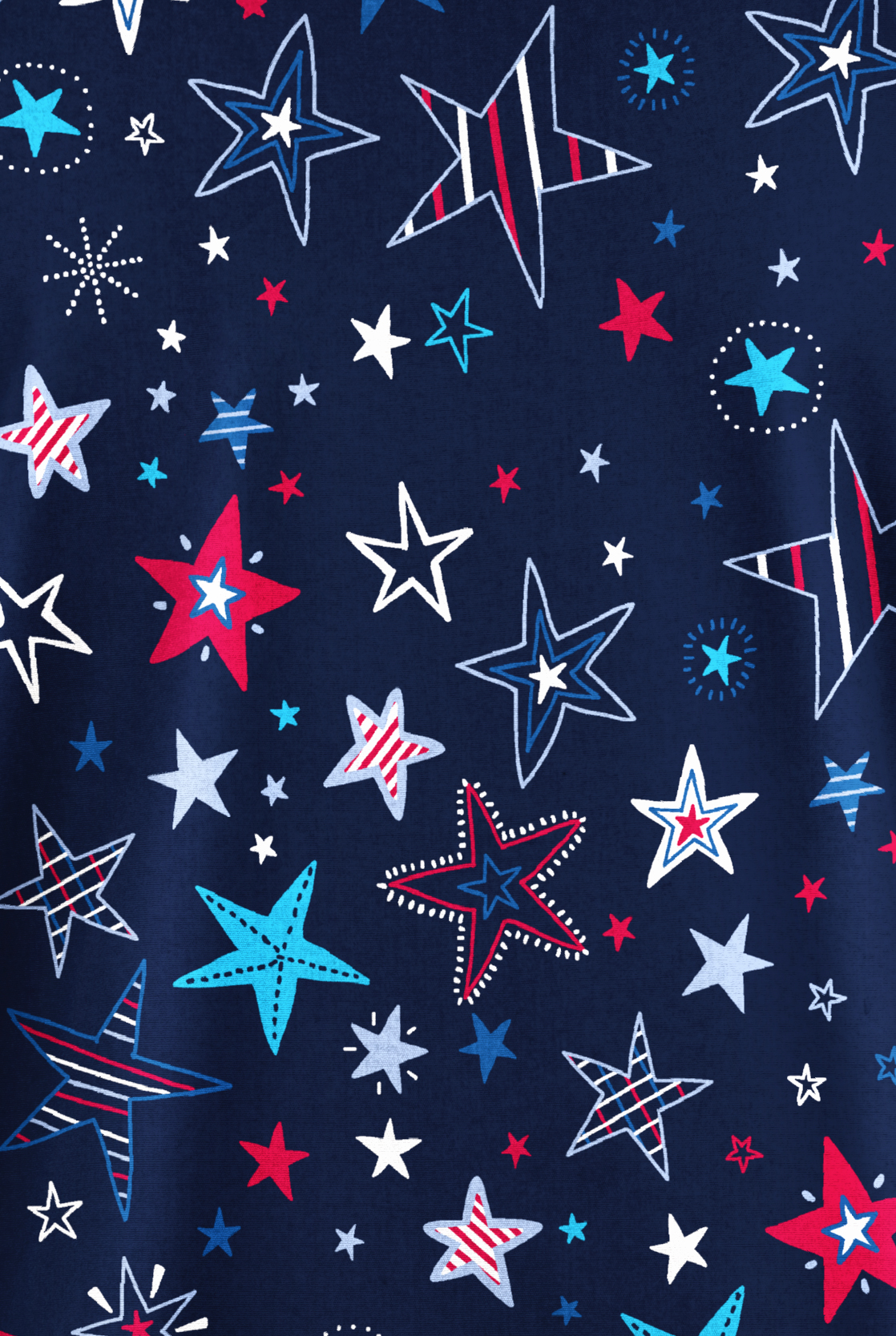 Butter-Soft Originals Patriotic Stars Navy Women's 2-Pocket V-Neck Print Scrub Top