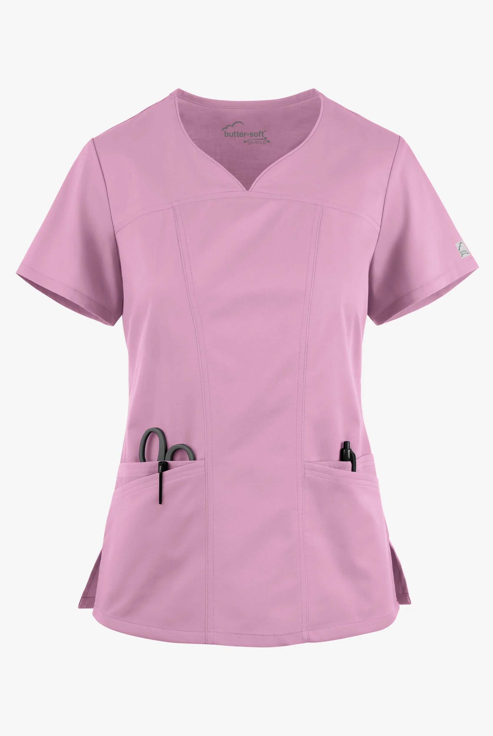 Butter-Soft STRETCH Women's 4-Pocket Sweetheart Neck Scrub Top