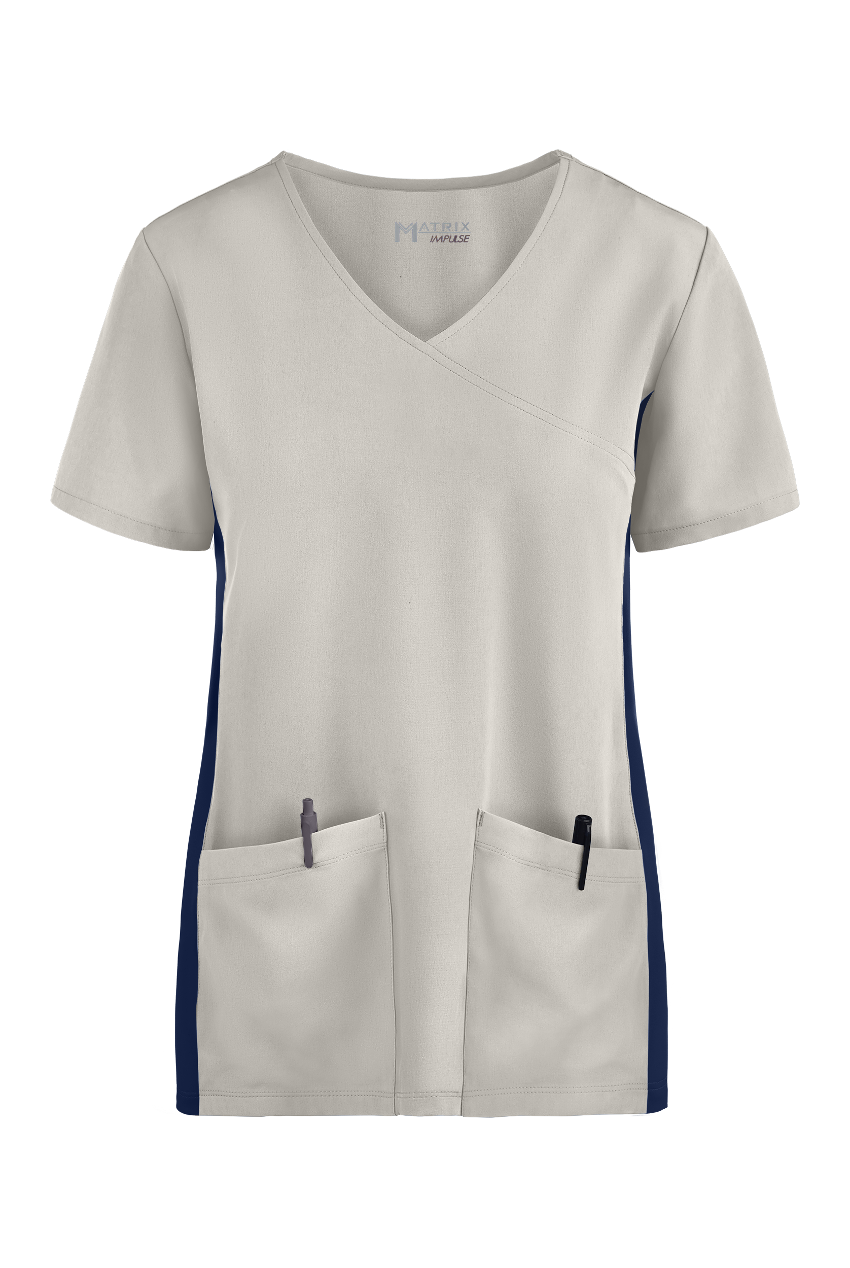 Maevn Matrix Impulse Women's 2-Pocket STRETCH Micro Rib Side Panel Mock Wrap Scrub Top