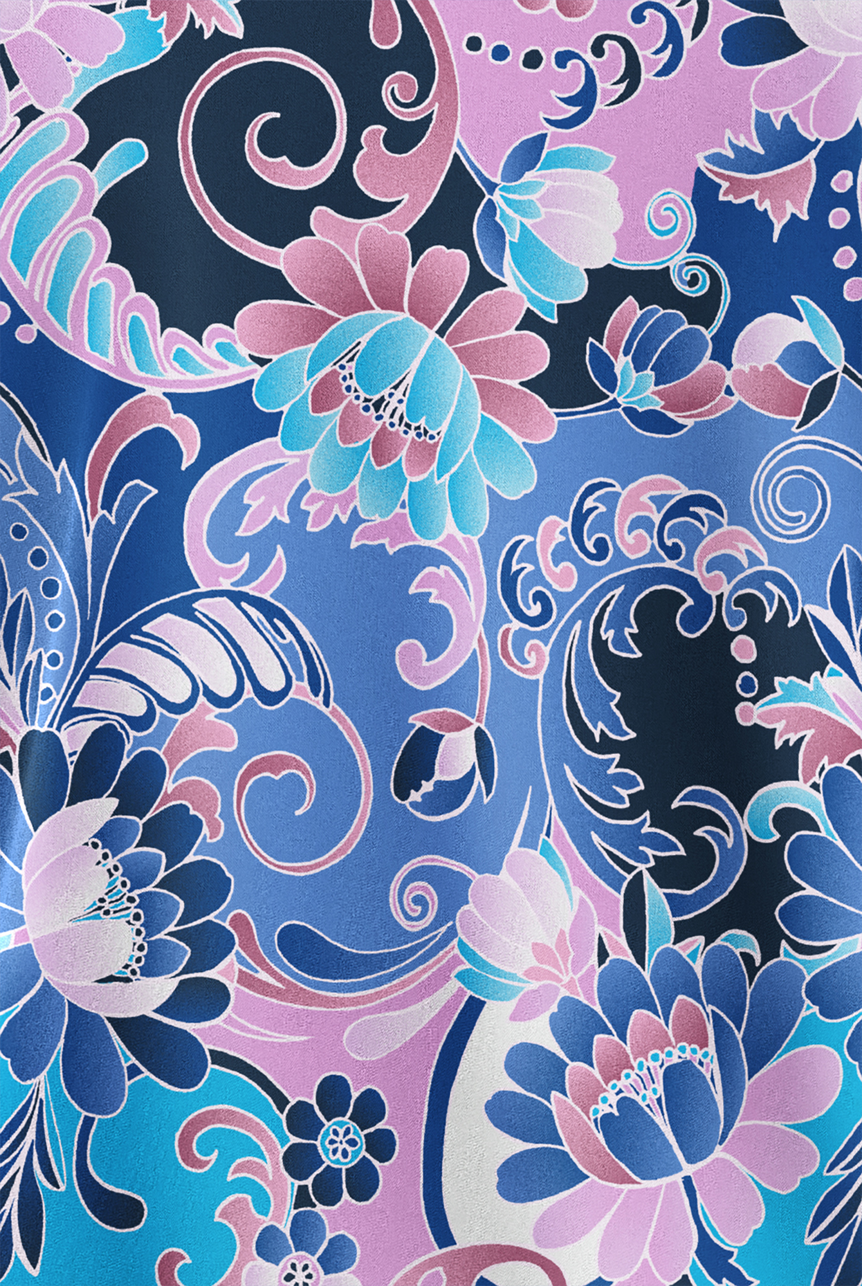 Butter-Soft STRETCH Romanian Floral Women's 2-Pocket V-Neck Print Scrub Top