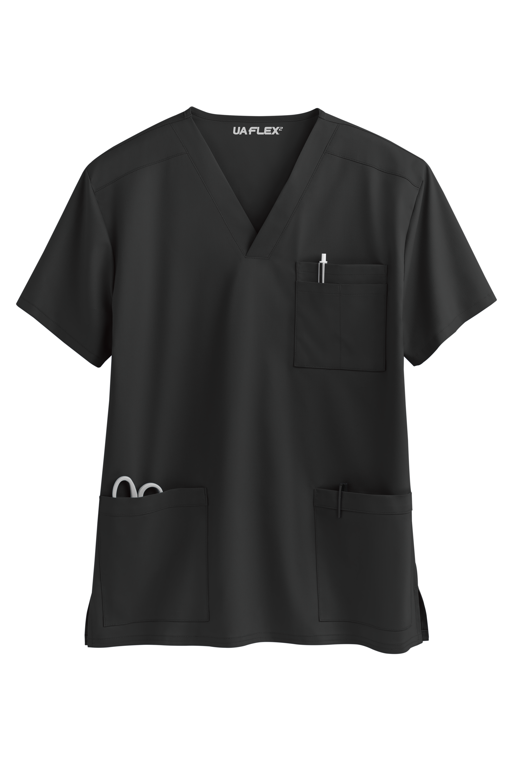 Blusa m&eacute;dica unisex UA Flex2 STRETCH con cuello en V y 4 bolsillos