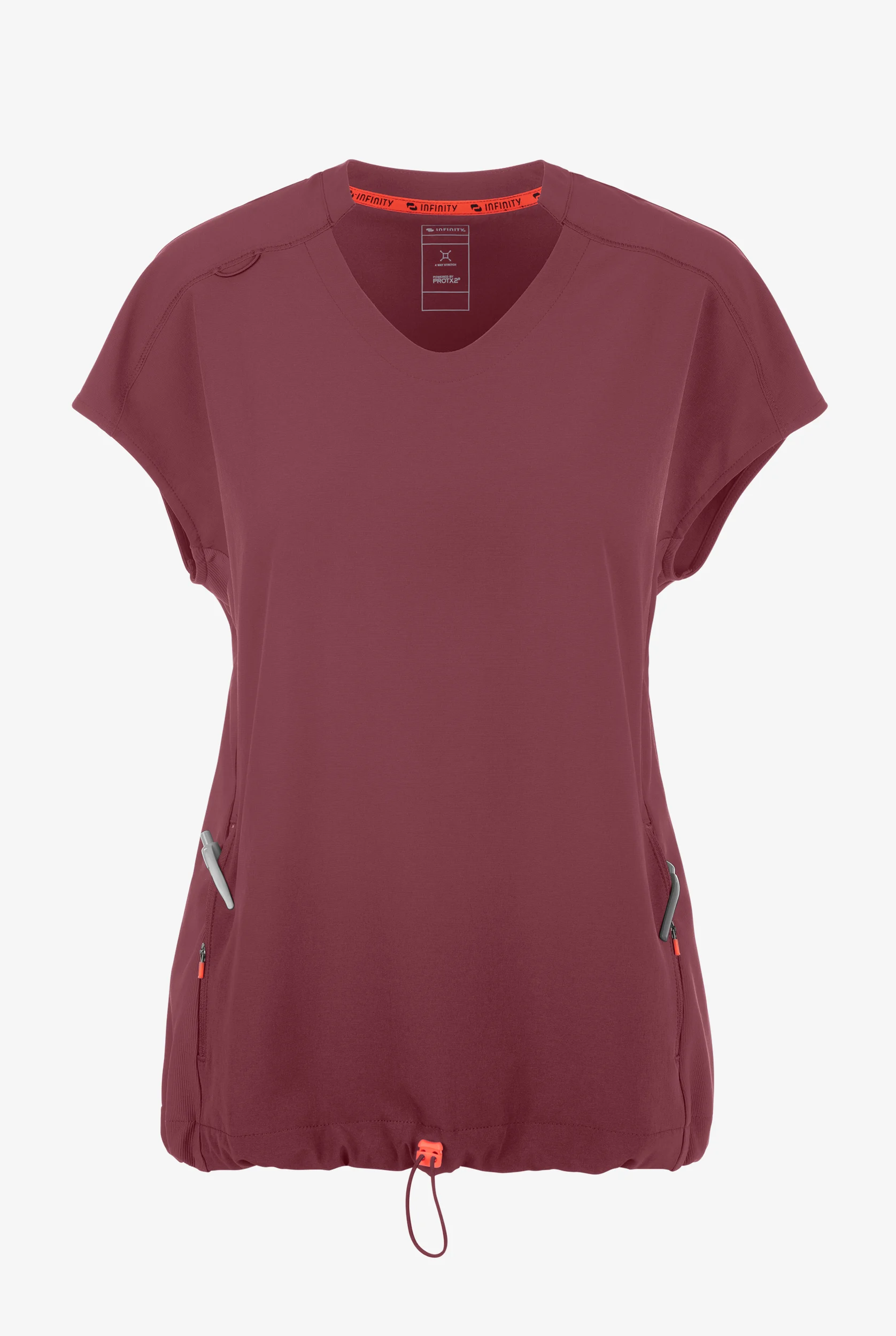 Infinity GNR8 Women's 2-Pocket STRETCH Rib-Knit Trim Dolman Sleeve V-Neck Scrub Top