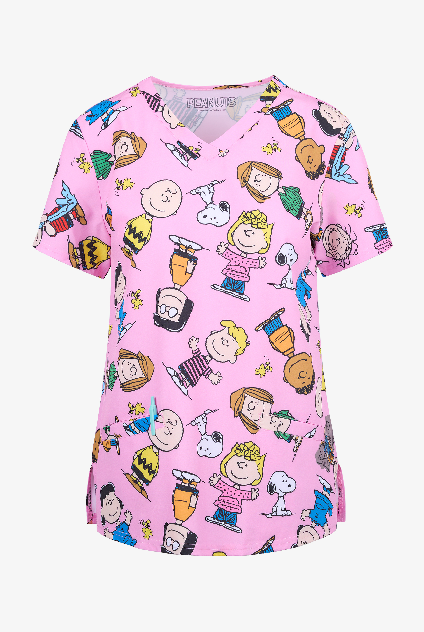 Peanuts by Funscrubs Women's 2-Pocket STRETCH V-Neck Print Scrub Top