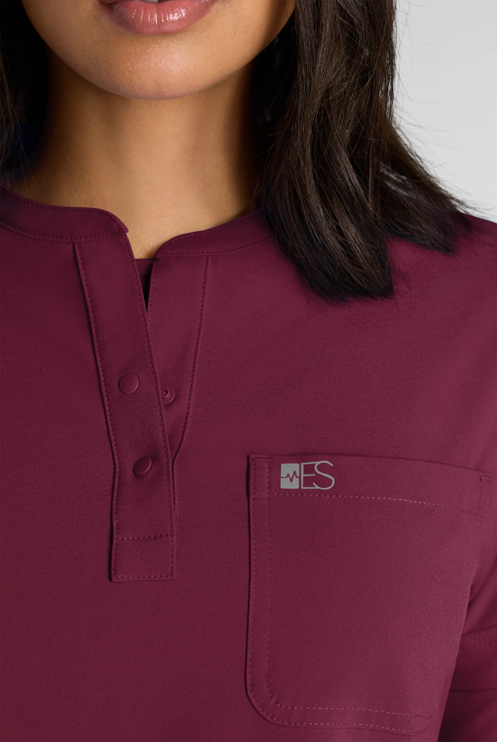 Easy STRETCH Bella Women's 1-Pocket Henley Scrub Top