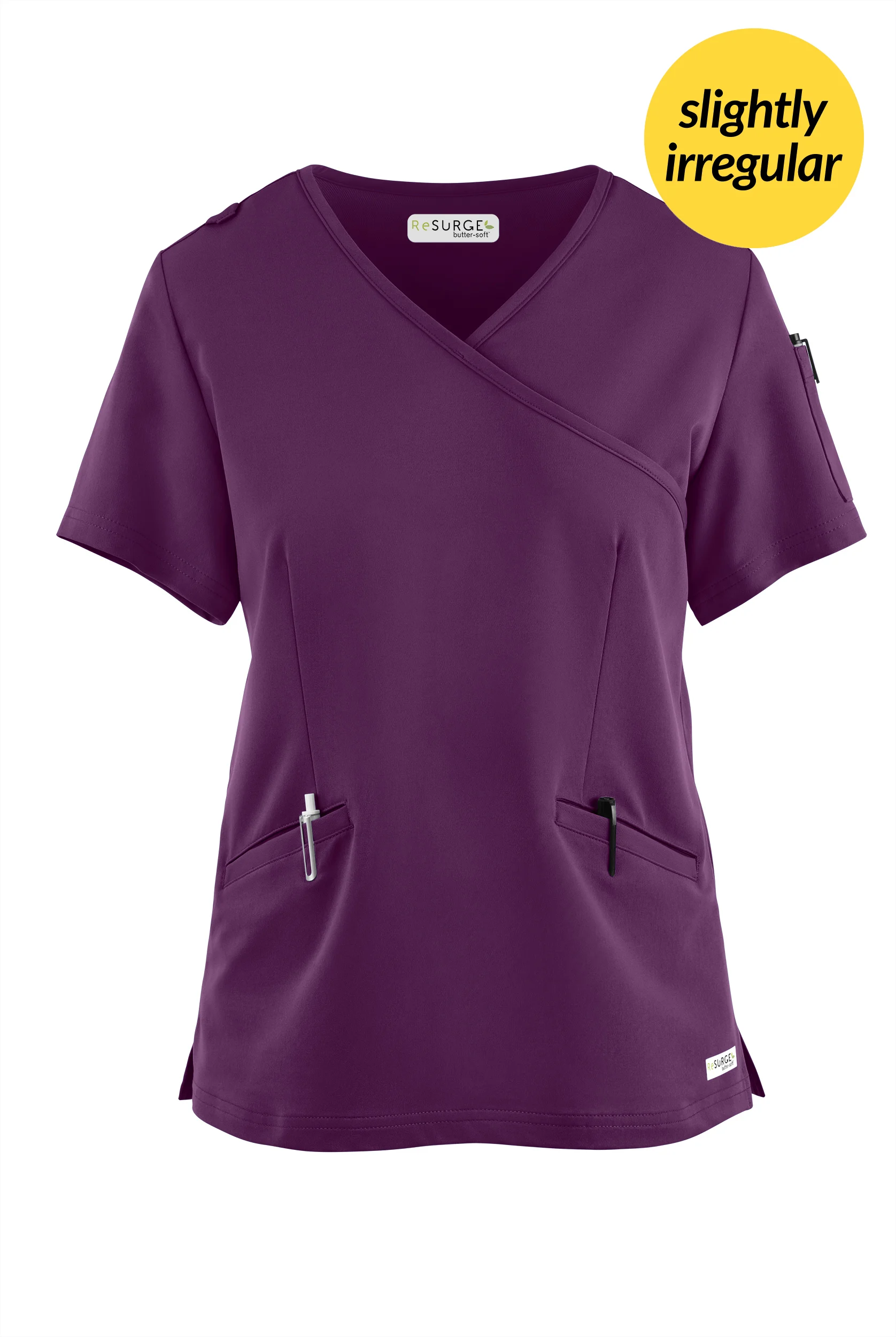 Blusa m&eacute;dica ReSurge by Butter-Soft estilo cruzado con 5 bolsillos para mujer **Ligeramente IRREGULAR**