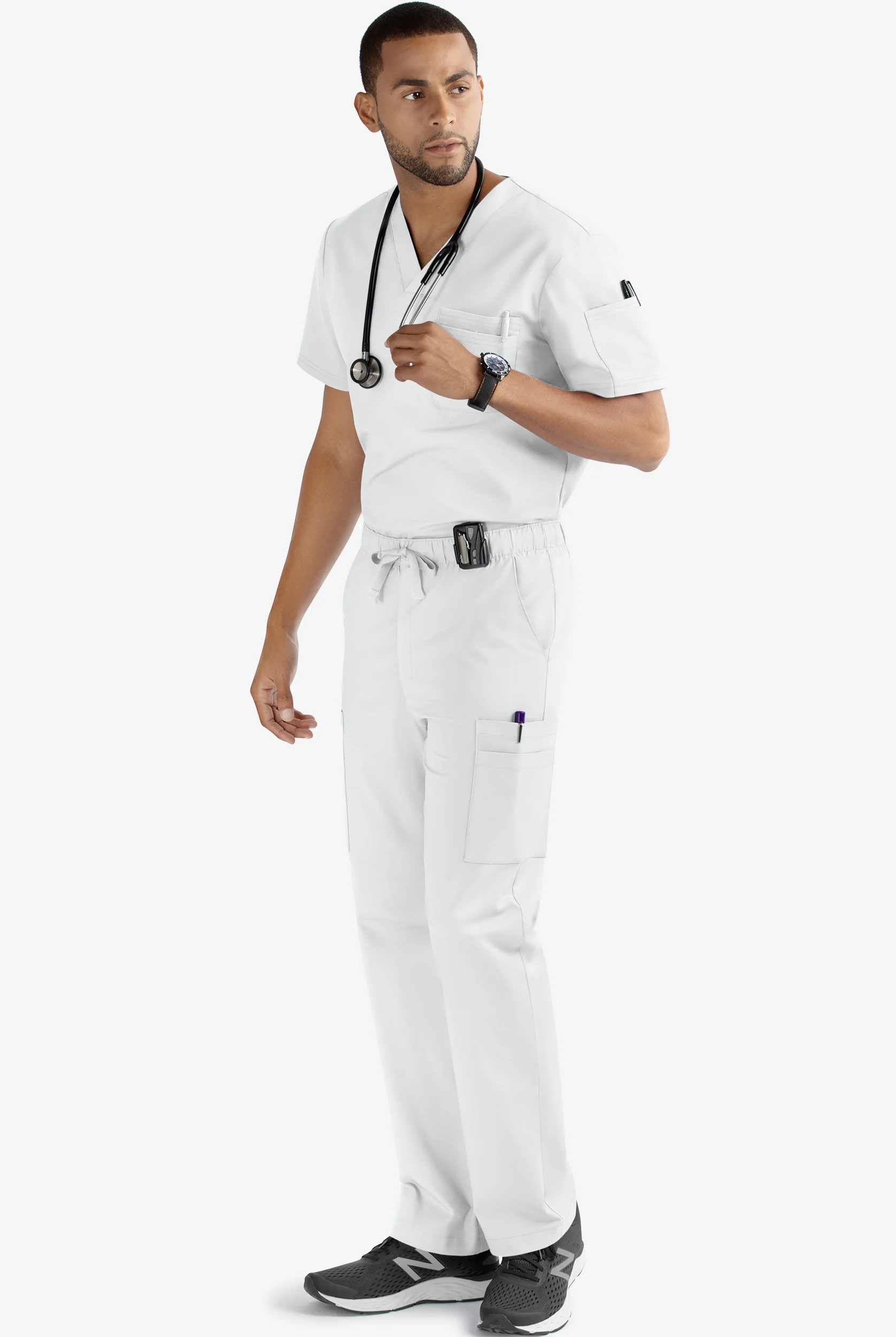 Butter-Soft STRETCH Men's 9-Pocket Zip Front Cargo Straight Leg Scrub Pants