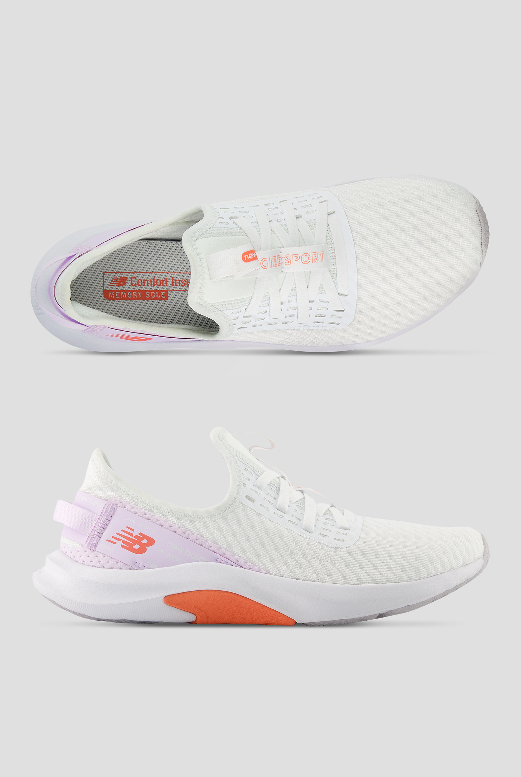 New Balance Women's NRGS White/Flare Athletic Lace Up Shoes