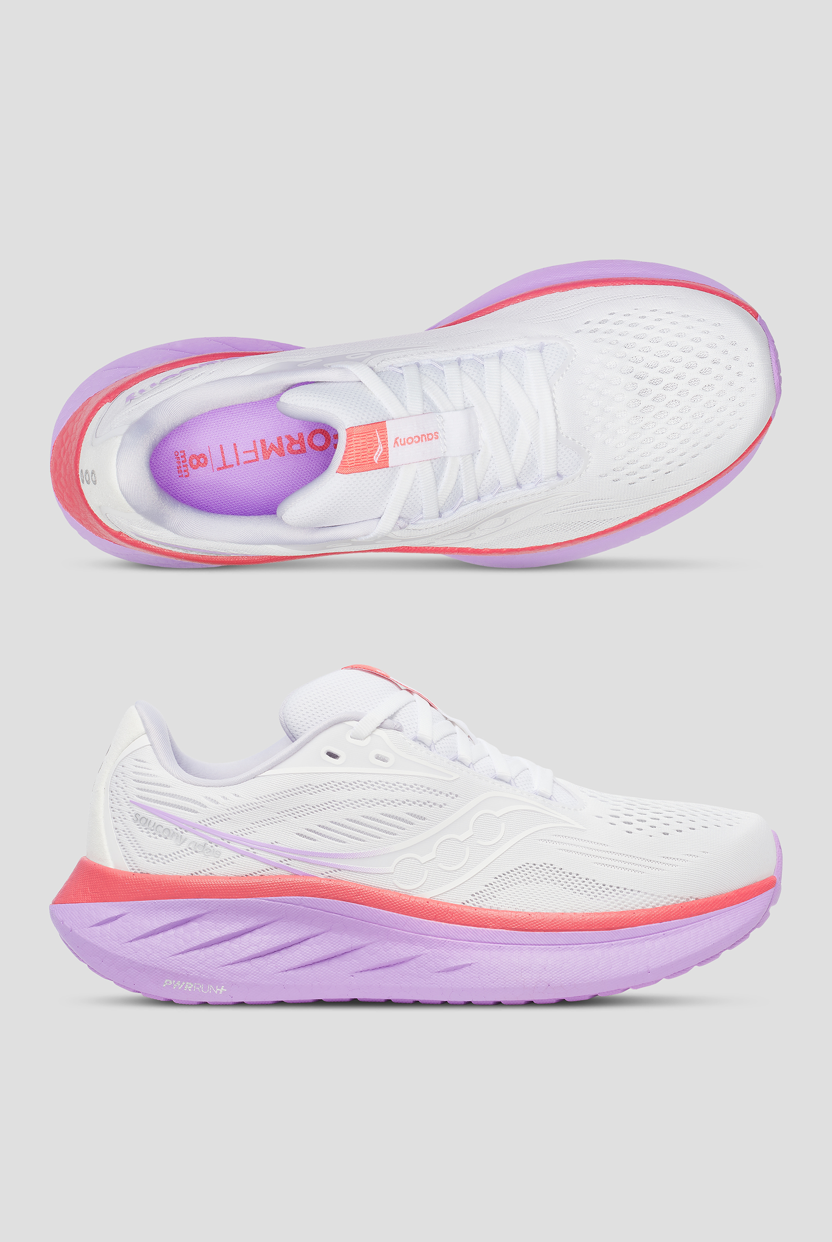 Zapatillas deportivas Saucony Ride 18 White/ Coral con cordones para mujer