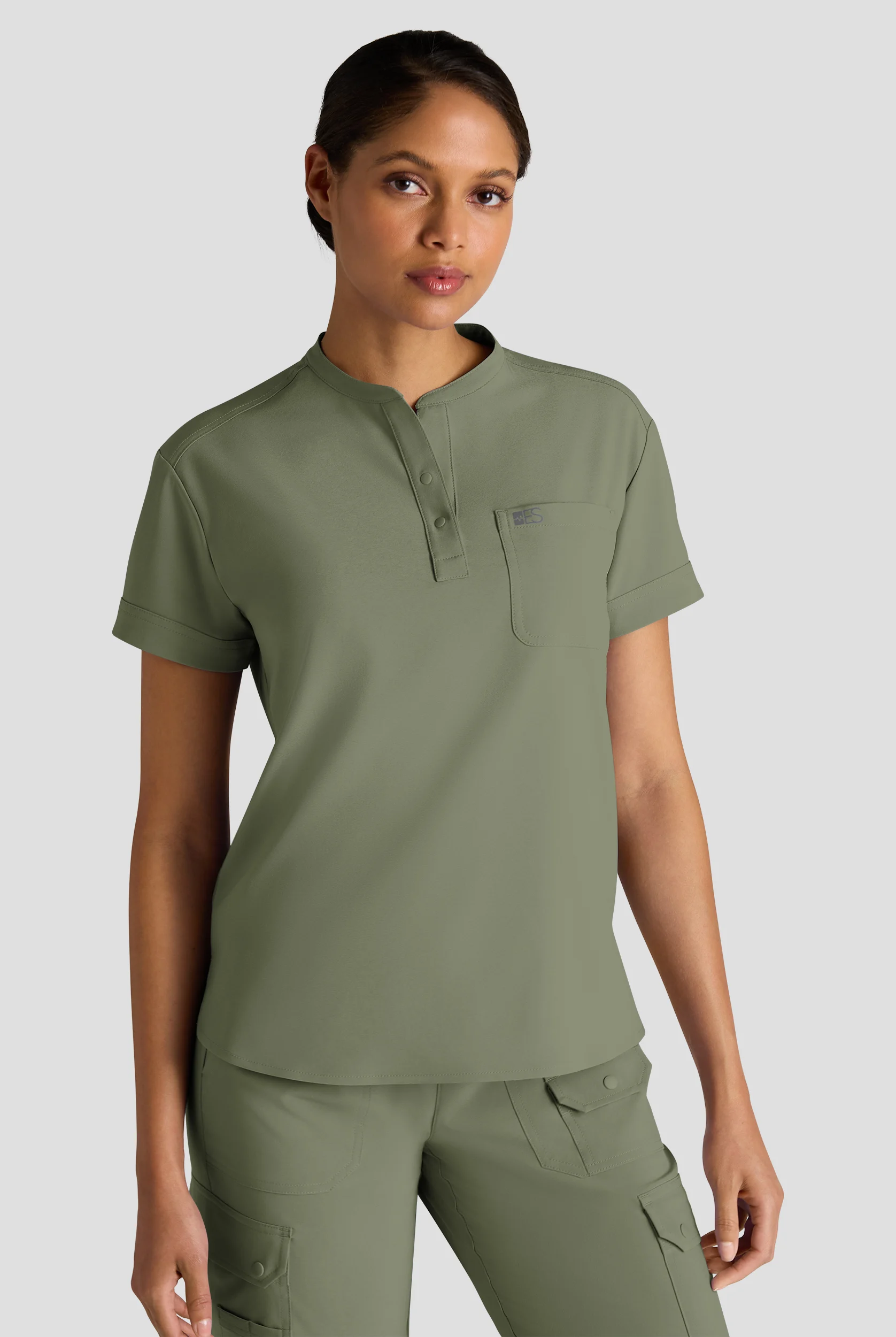 Easy STRETCH Bella Women's 1-Pocket Henley Scrub Top