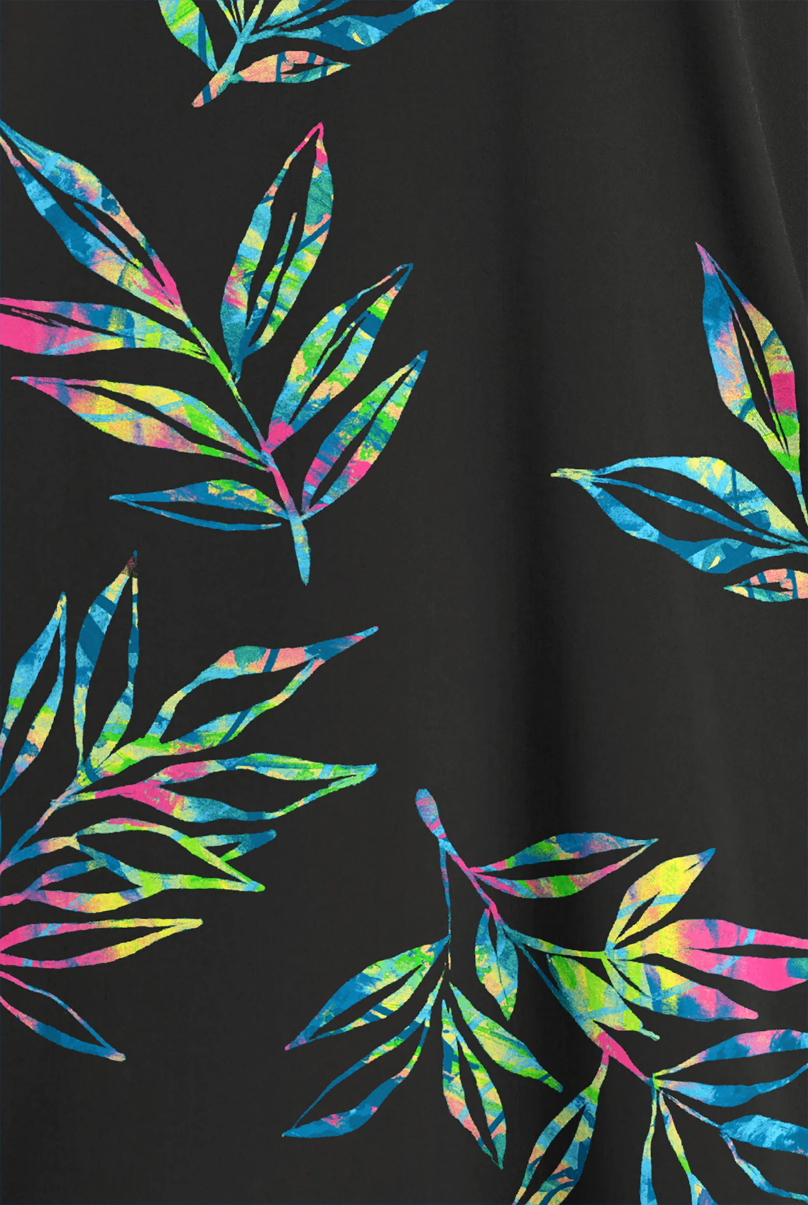 Butter-Soft STRETCH Night Garden Black Women's Dolman Print Scrub Top