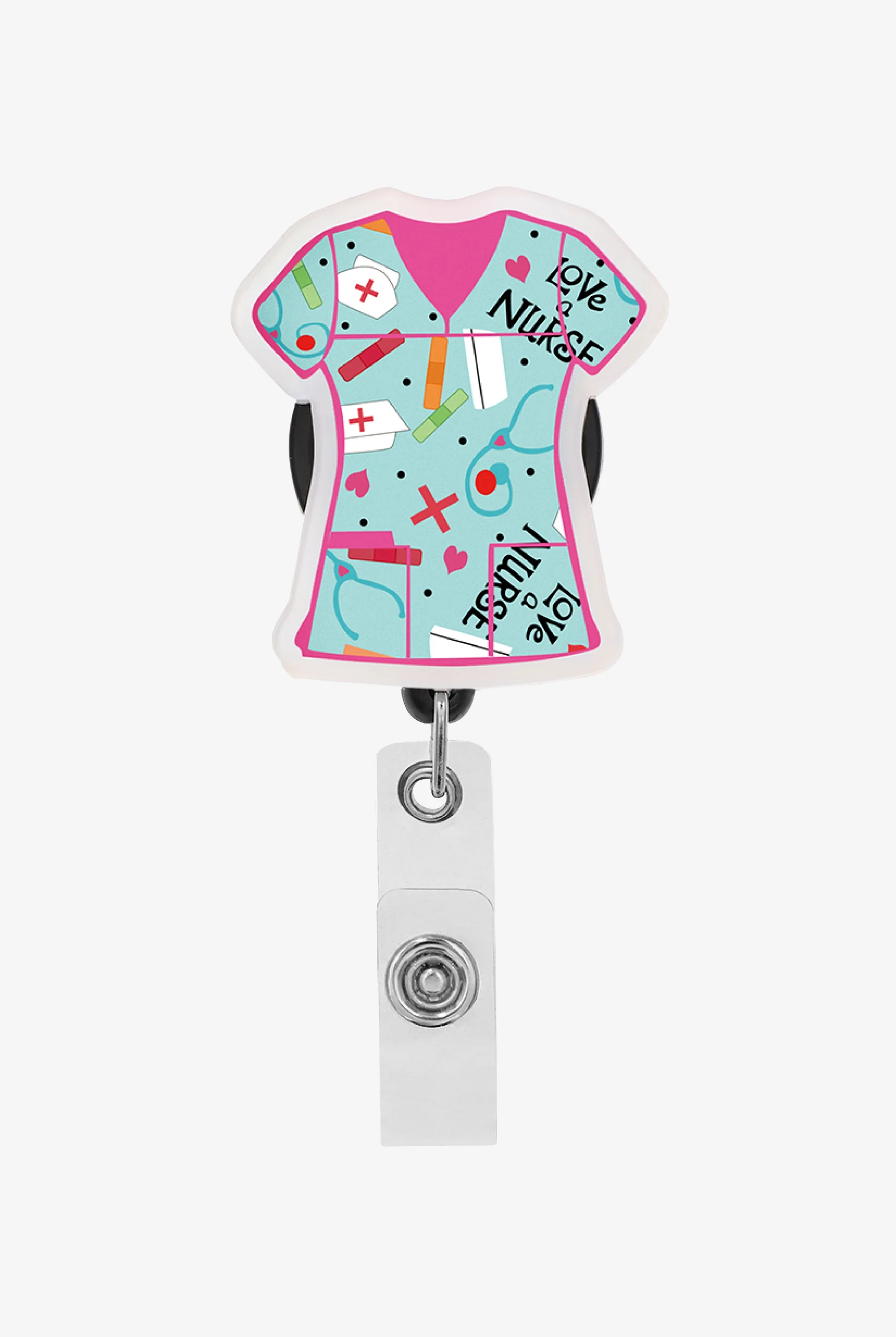 Cutieful Scrub Top Retractable Acrylic ID Badge Holder