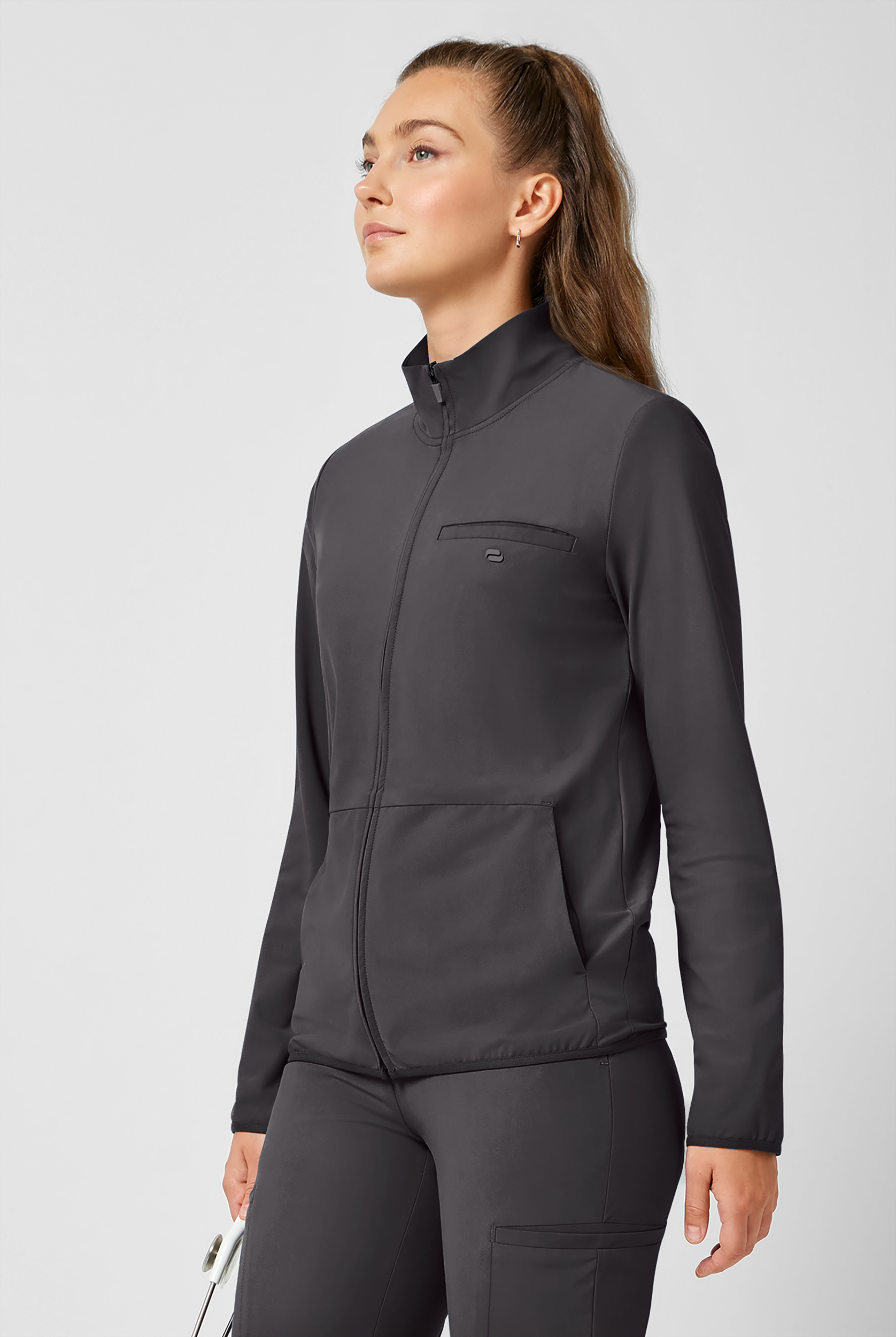 Infinity Pursuit Women's 3-Pocket STRETCH Front Zip Warm-Up Scrub Jacket