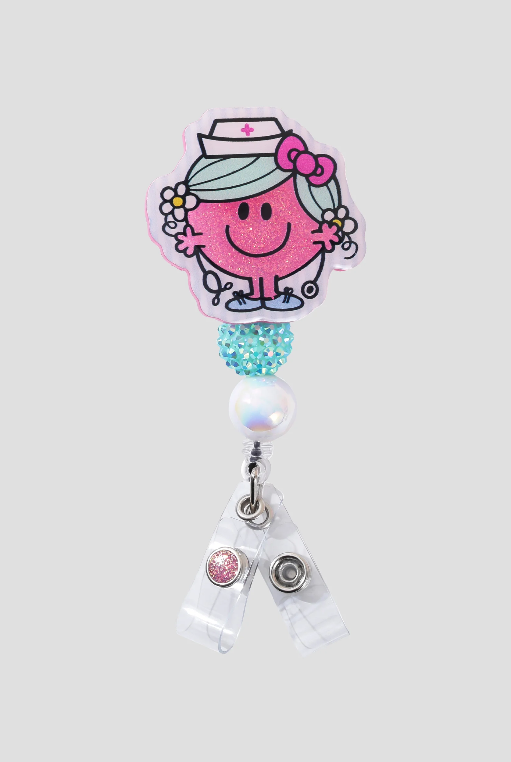 Outside the Box Glitterific Happy Nurse Smiley Icon ID Badge Holder