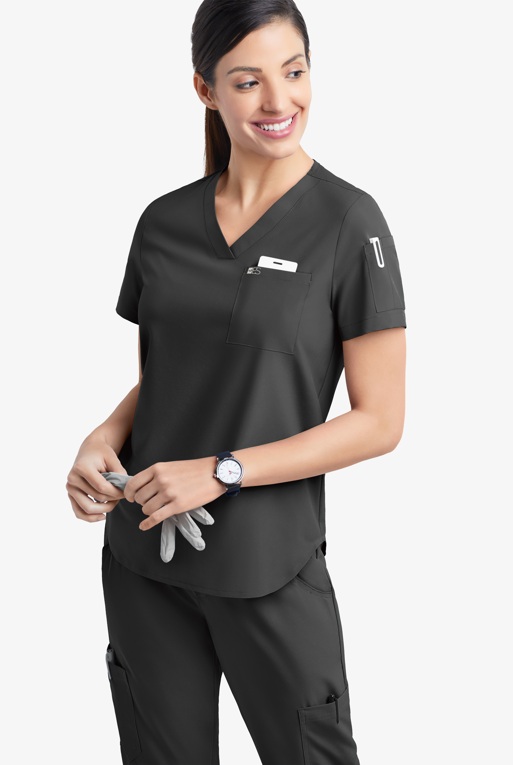 Easy STRETCH Chloe Women's 3-Pocket V-Neck Tuck-In Scrub Top