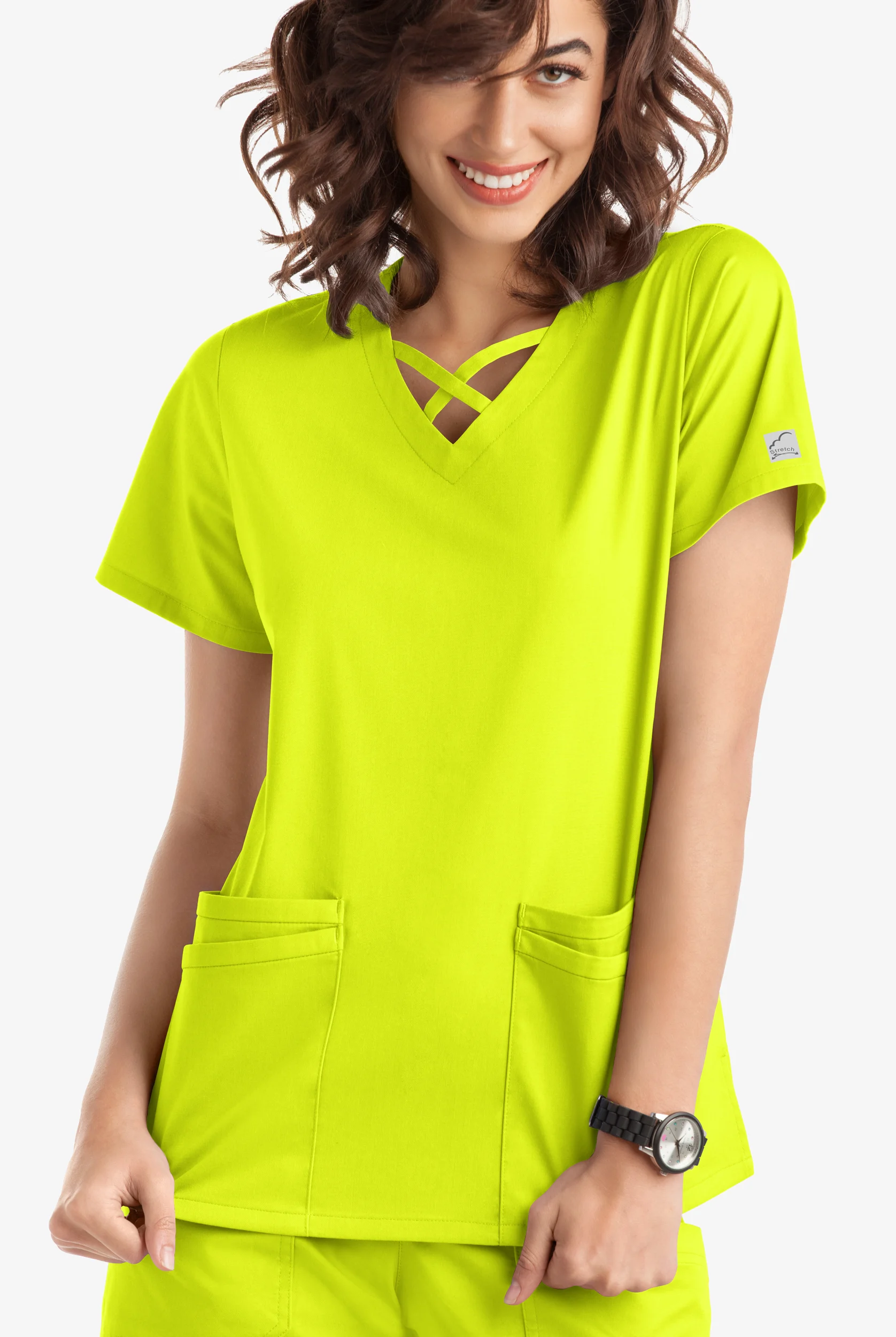 Butter-Soft STRETCH Women's 4-Pocket Crisscross Scrub Top