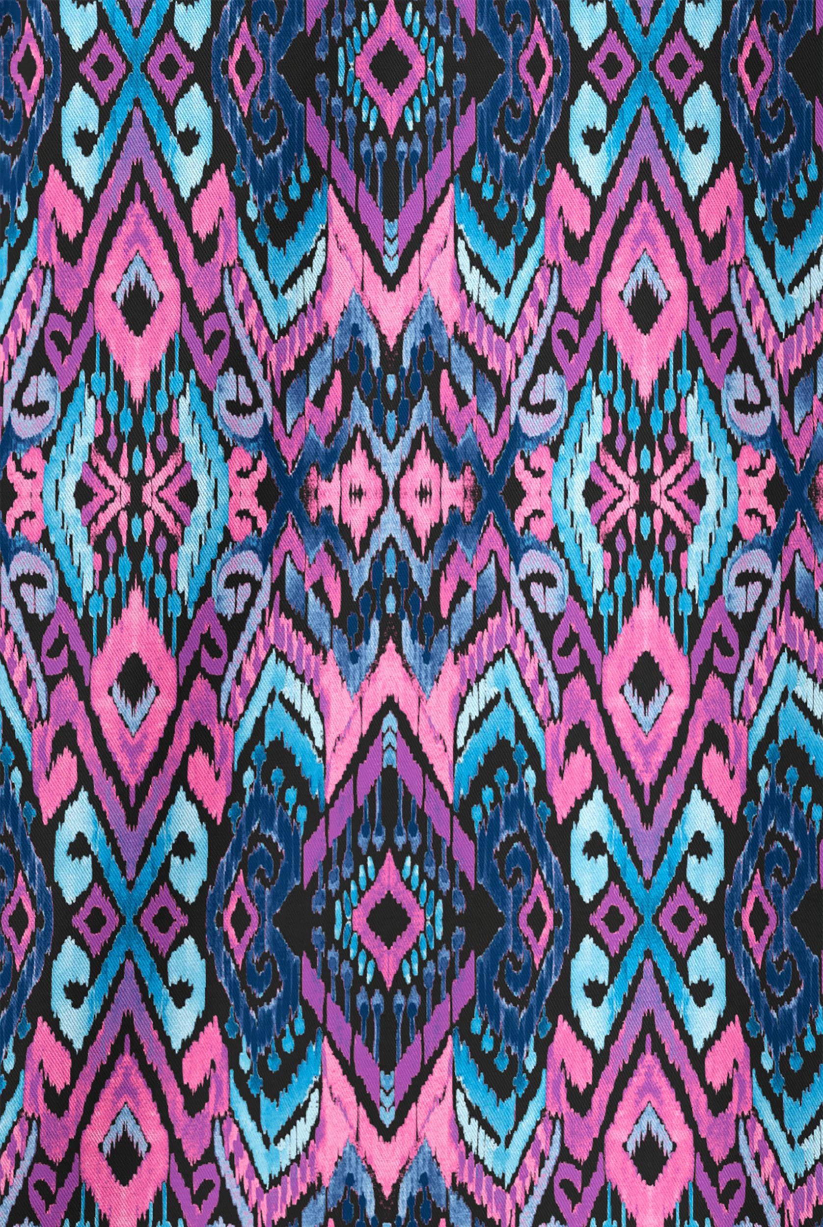 Butter-Soft STRETCH Cantik Ikat & Floral Women's 1-Pocket Tuck-In V-Neck Mixed Print Scrub Top