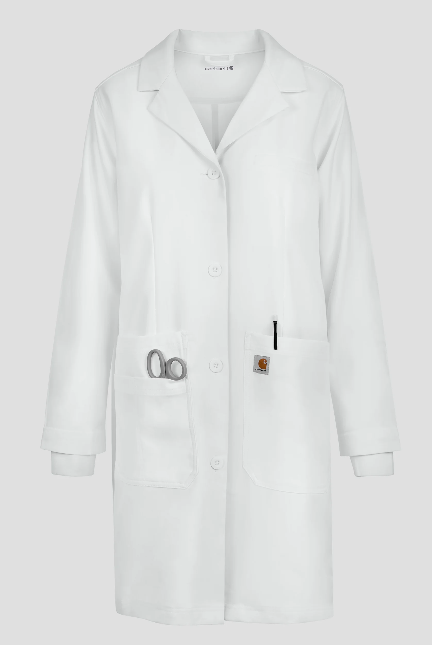 Bata de laboratorio Carhartt Performance Layers de 38" de largo con 6 bolsillos para mujer