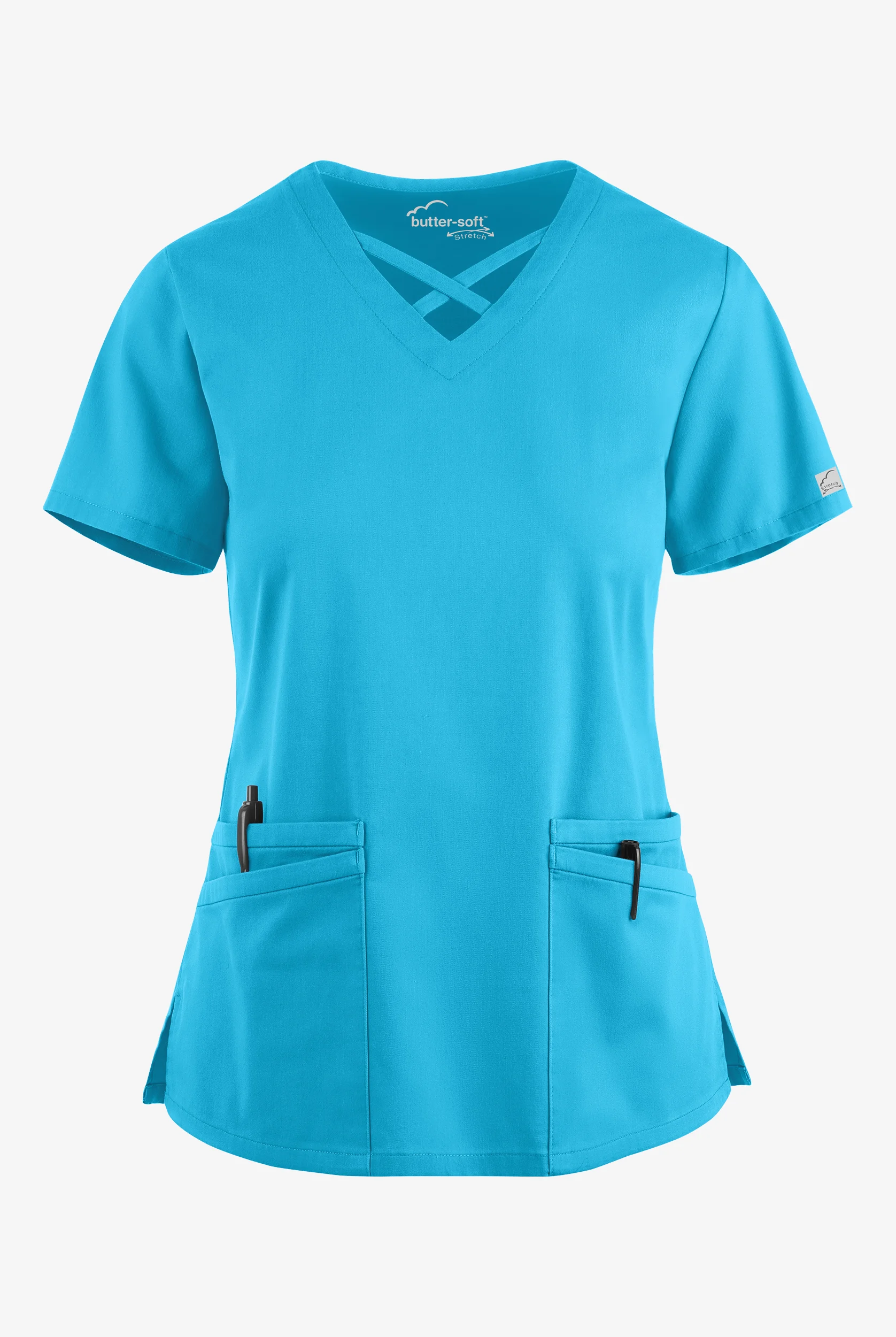 Butter-Soft STRETCH Women's 4-Pocket Crisscross Scrub Top
