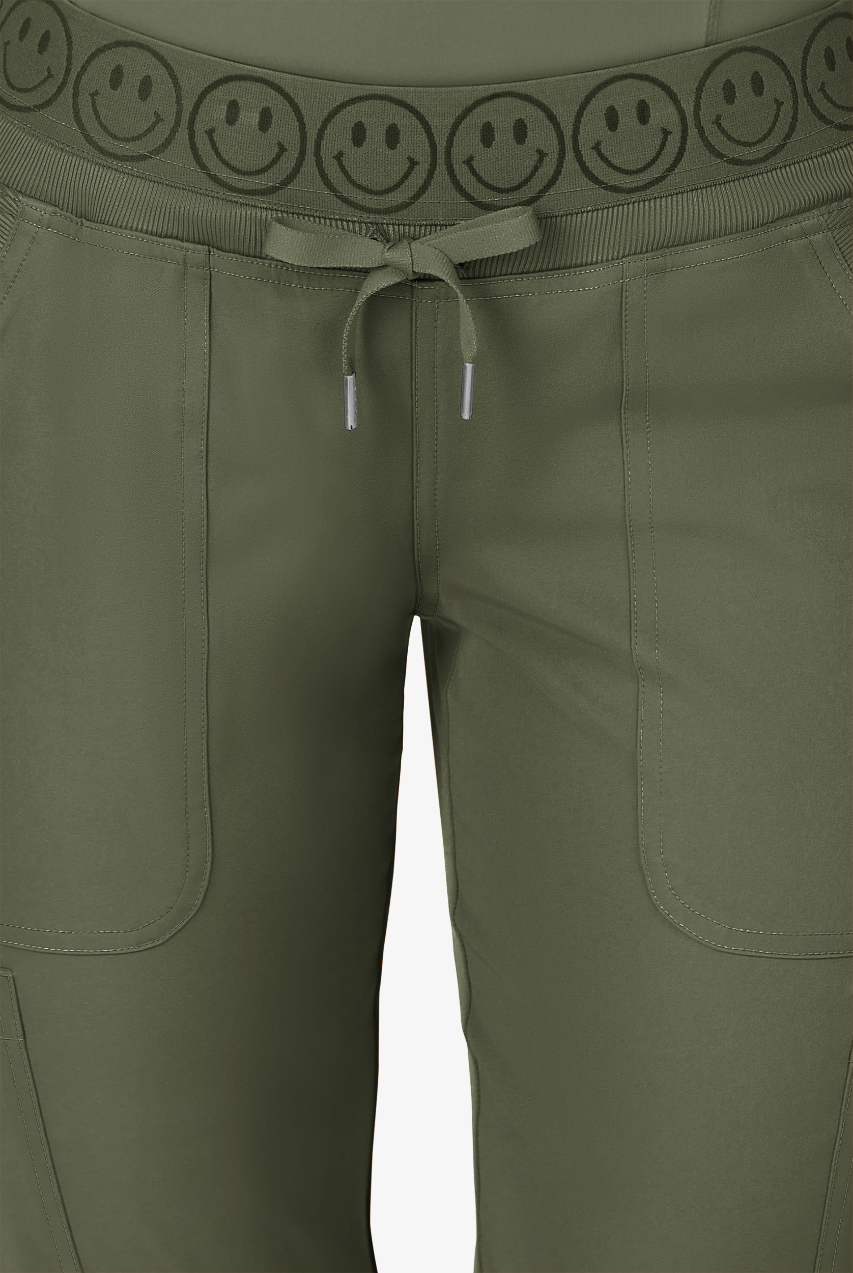 Zavate Ava Therese Women's 6-Pocket STRETCH Smile Face Elastic Waistband Cargo Jogger Scrub Pants