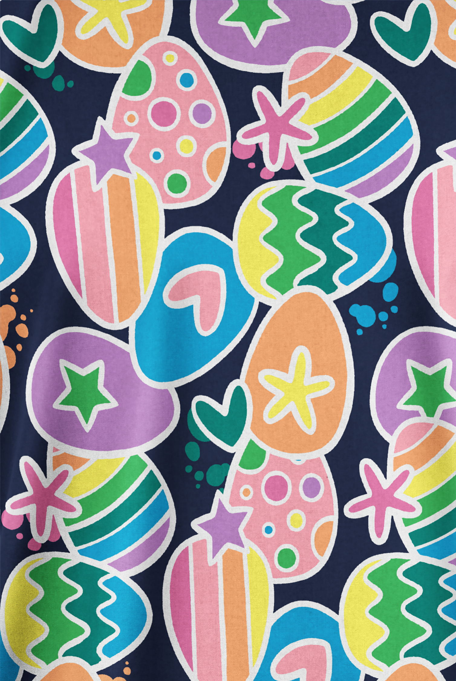 Butter-Soft Originals Egg-Cetera Navy Women's 2-Pocket V-Neck Print Scrub Top