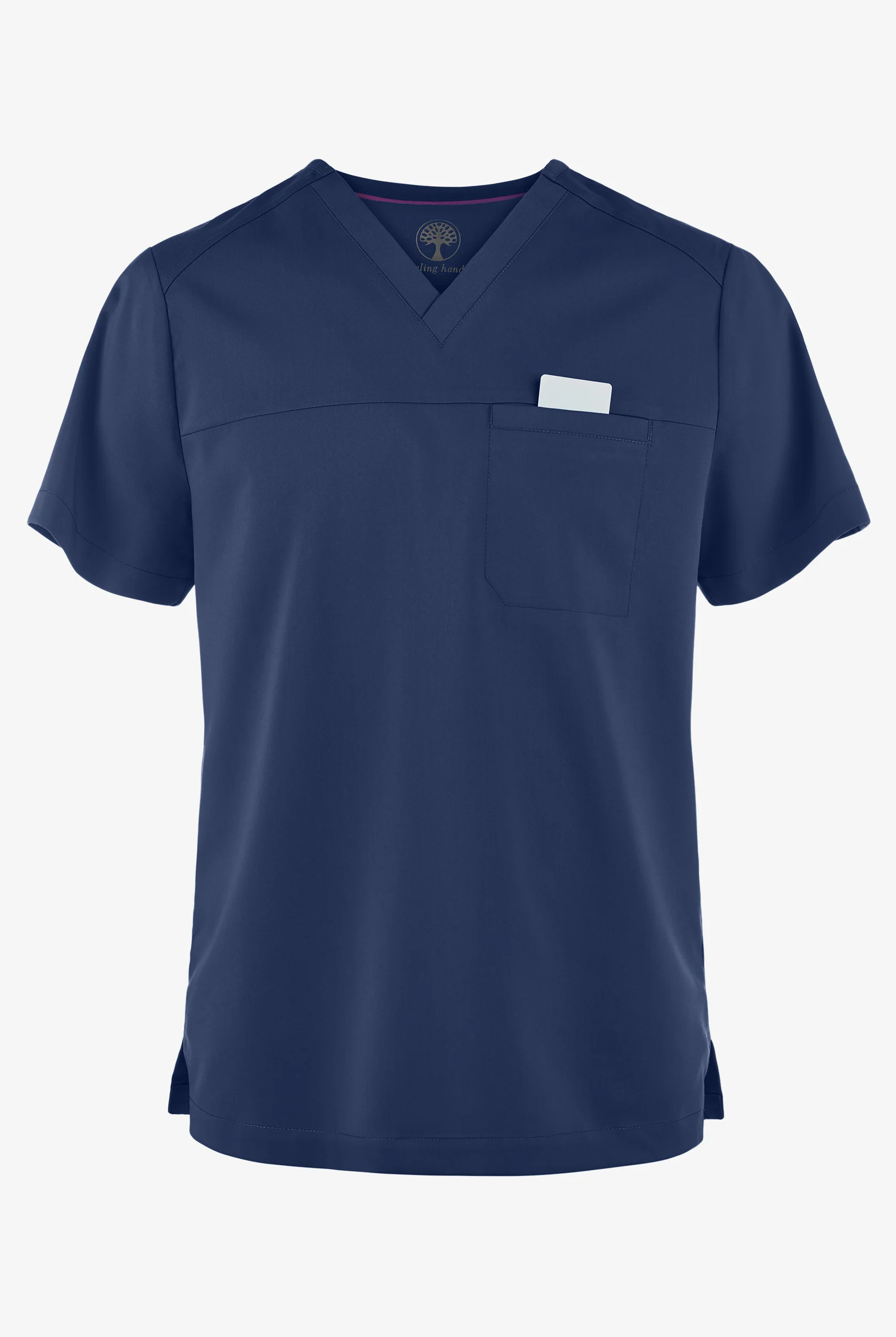 Camisa m&eacute;dica Healing Hands Purple Label Justin con 1 bolsillo y cuello en V para hombre