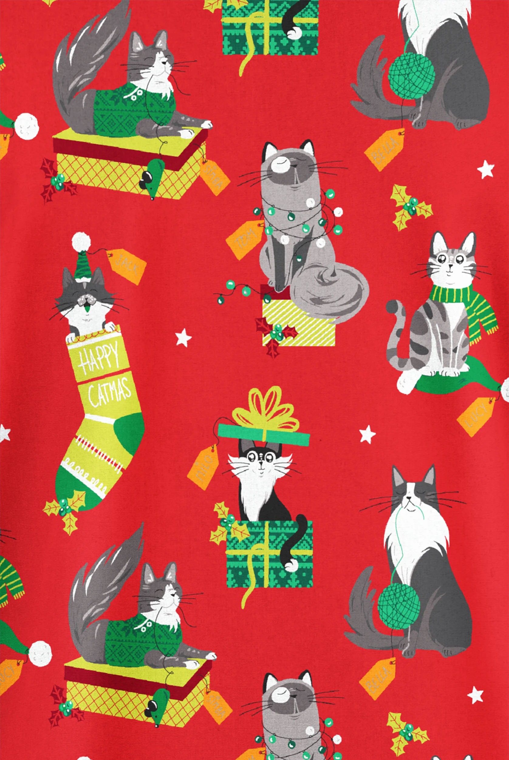 Butter-Soft Originals Playful Christmas Red Women's 2-Pocket Classic Fit V-Neck Print Scrub Top