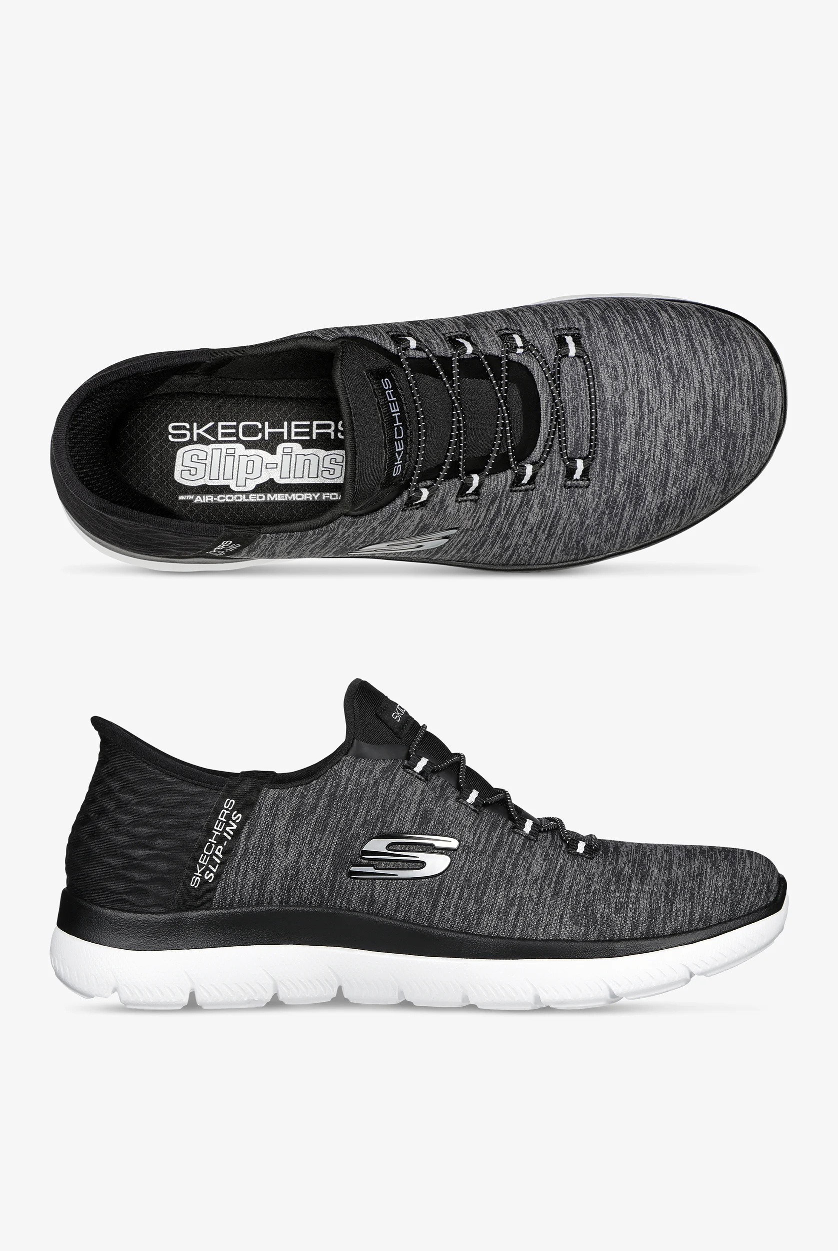 Skechers Sport Women's Summits Dazziling Haze Black Slip-Ins Athletic Nursing Shoes