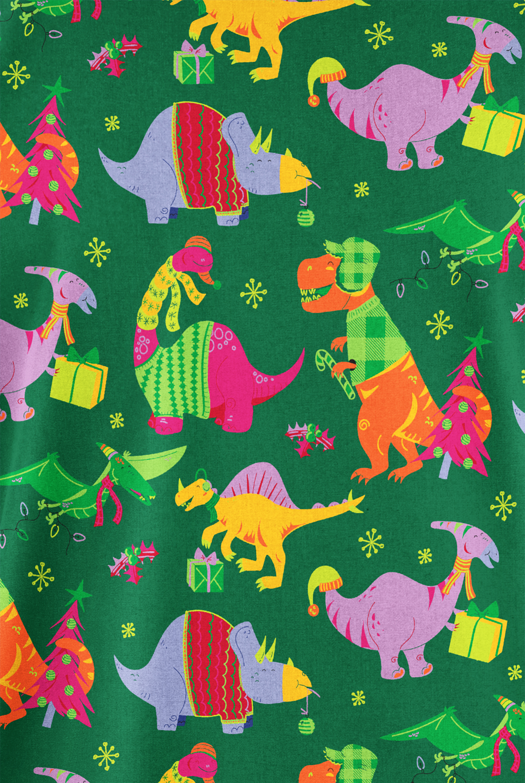 Butter-Soft Originals Santa Saurus Hunter Women's 2-Pocket Classic Fit V-Neck Print Scrub Top