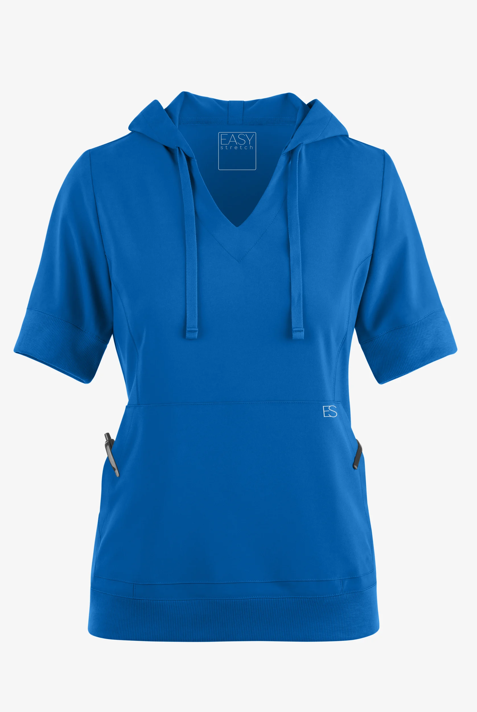 Easy STRETCH True Women's 3-Pocket Short Sleeve Pull-Over Scrub Hoodie