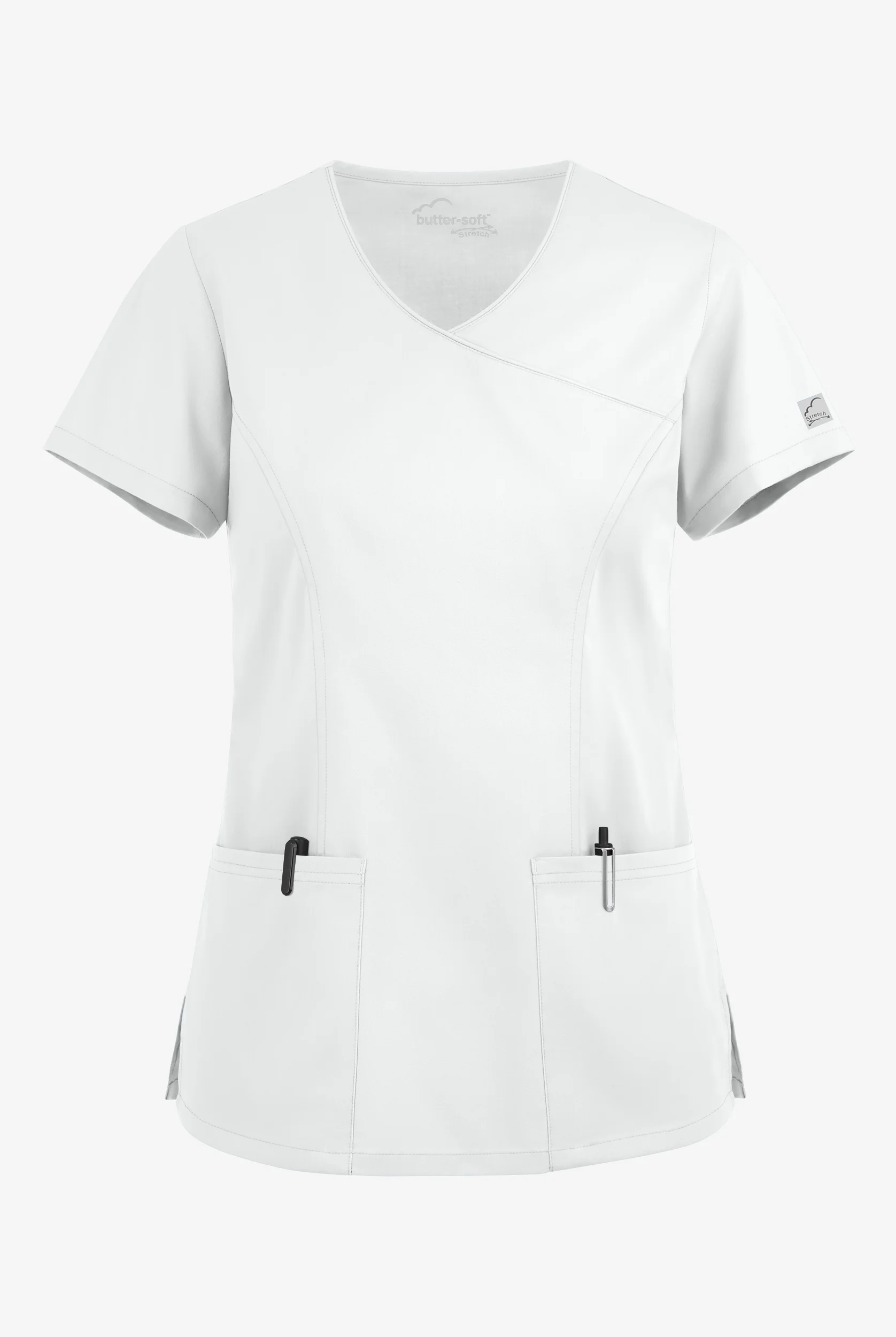 Butter-Soft STRETCH Women's 3-Pocket V-Neck Mock Wrap Scrub Top