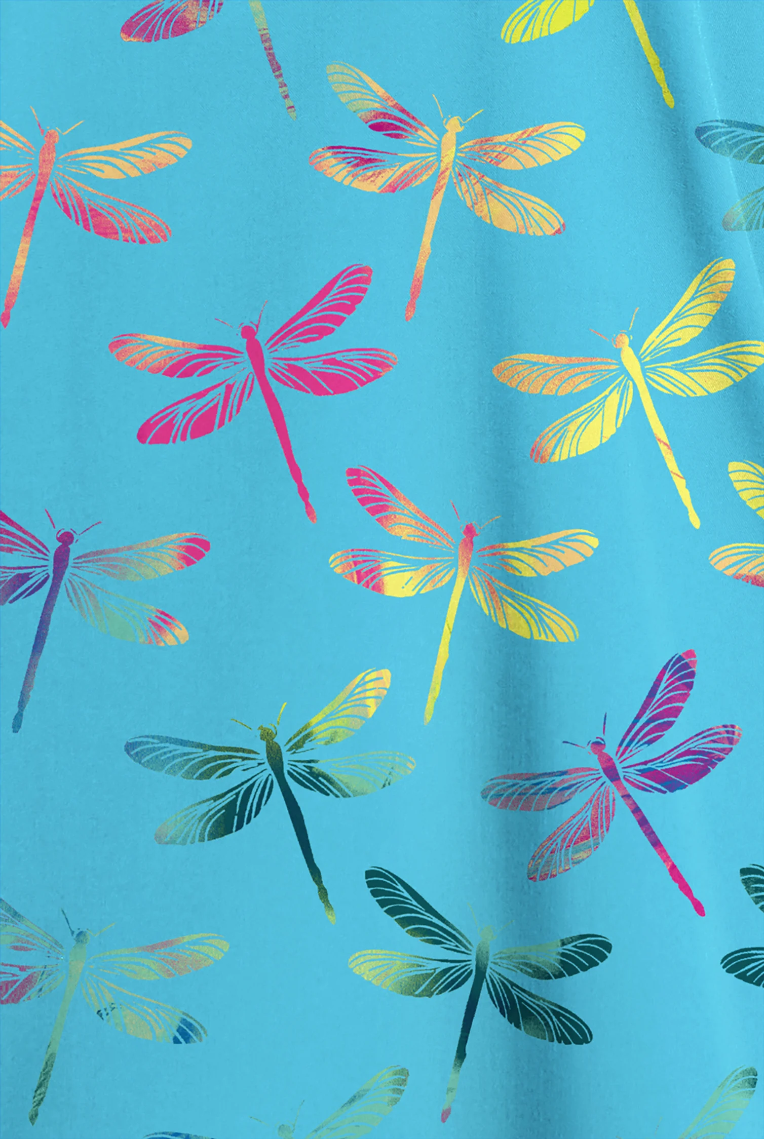 Butter-Soft STRETCH Dragonfly Dance Turquoise Women's Dolman Print Scrub Top