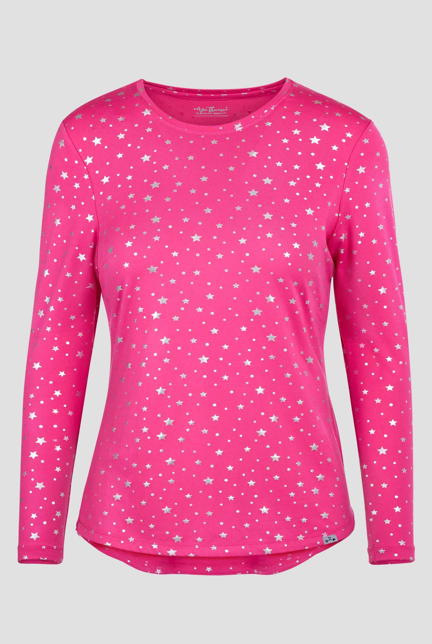 Camiseta médica Zavate Ava Therese Foil Animal Love Pink STRETCH con mangas largas para mujer