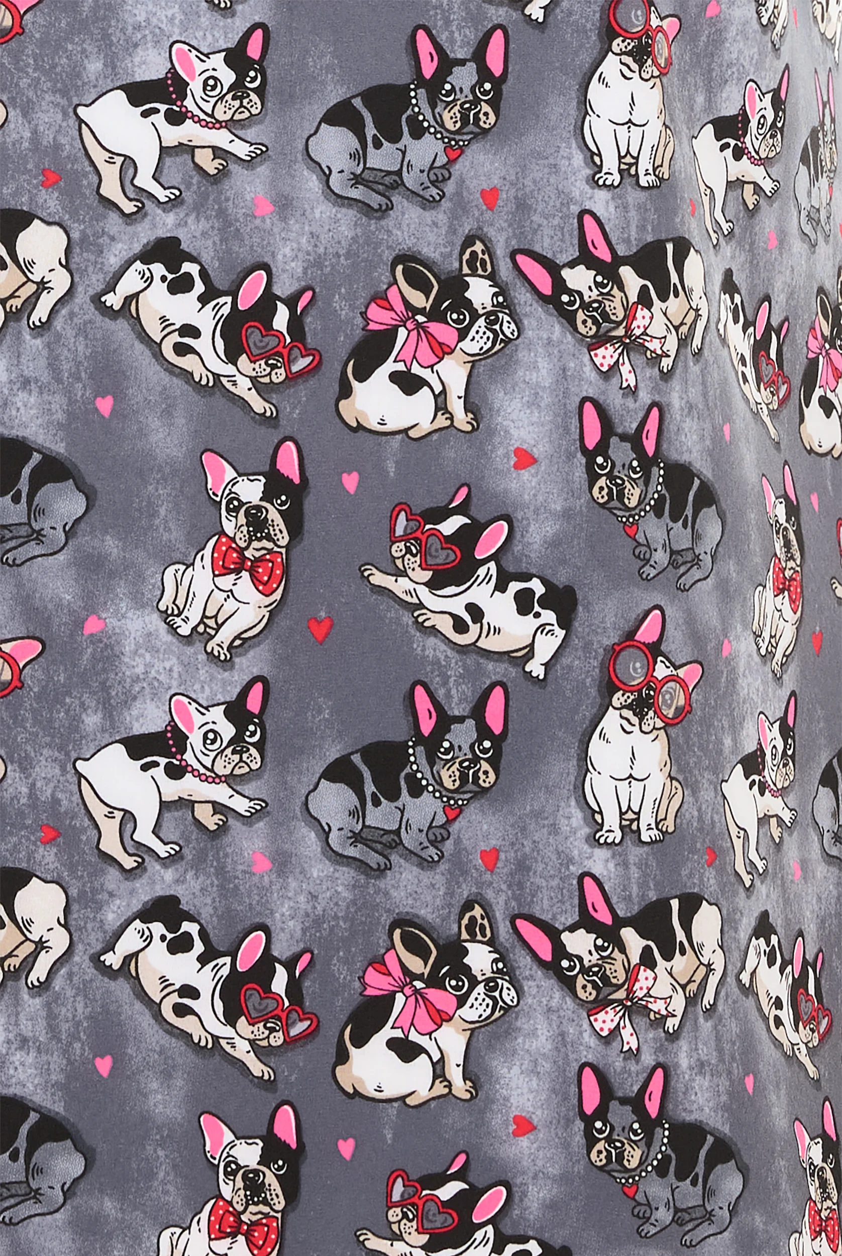 Blusa médica estampada Cherokee Frenchie Kiss STRETCH con cuello en V y 1 bolsillo para mujer