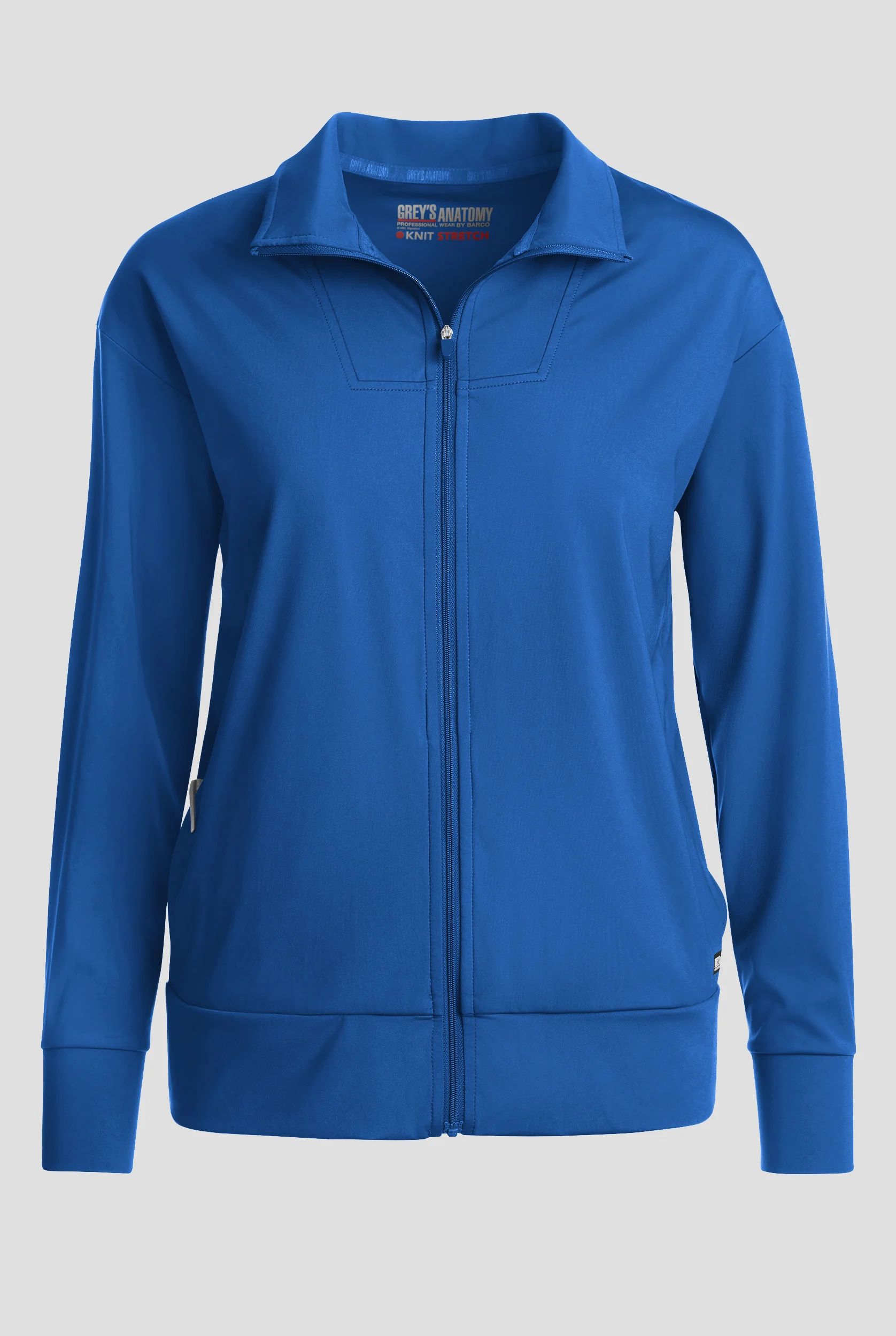 Grey's Anatomy by Barco Knit STRETCH Ease Warm Up Women's 4-Pocket Zip Front Scrub Jacket