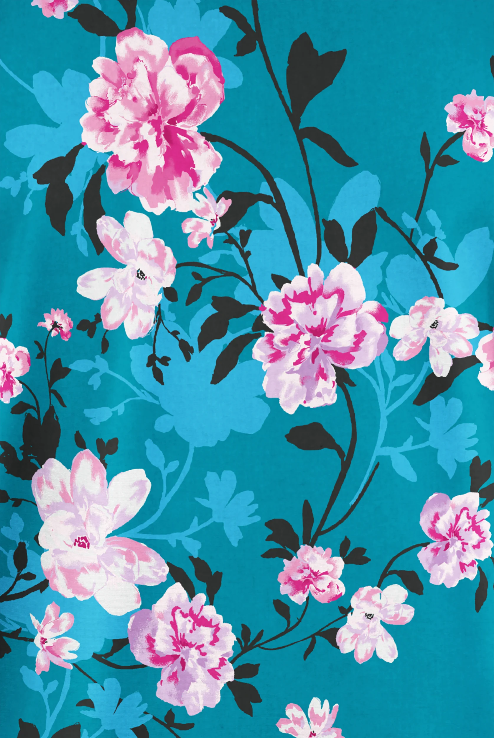 Butter-Soft Originals Rose Dream Vine Turquoise Women's 2-Pocket V-Neck Print Scrub Top