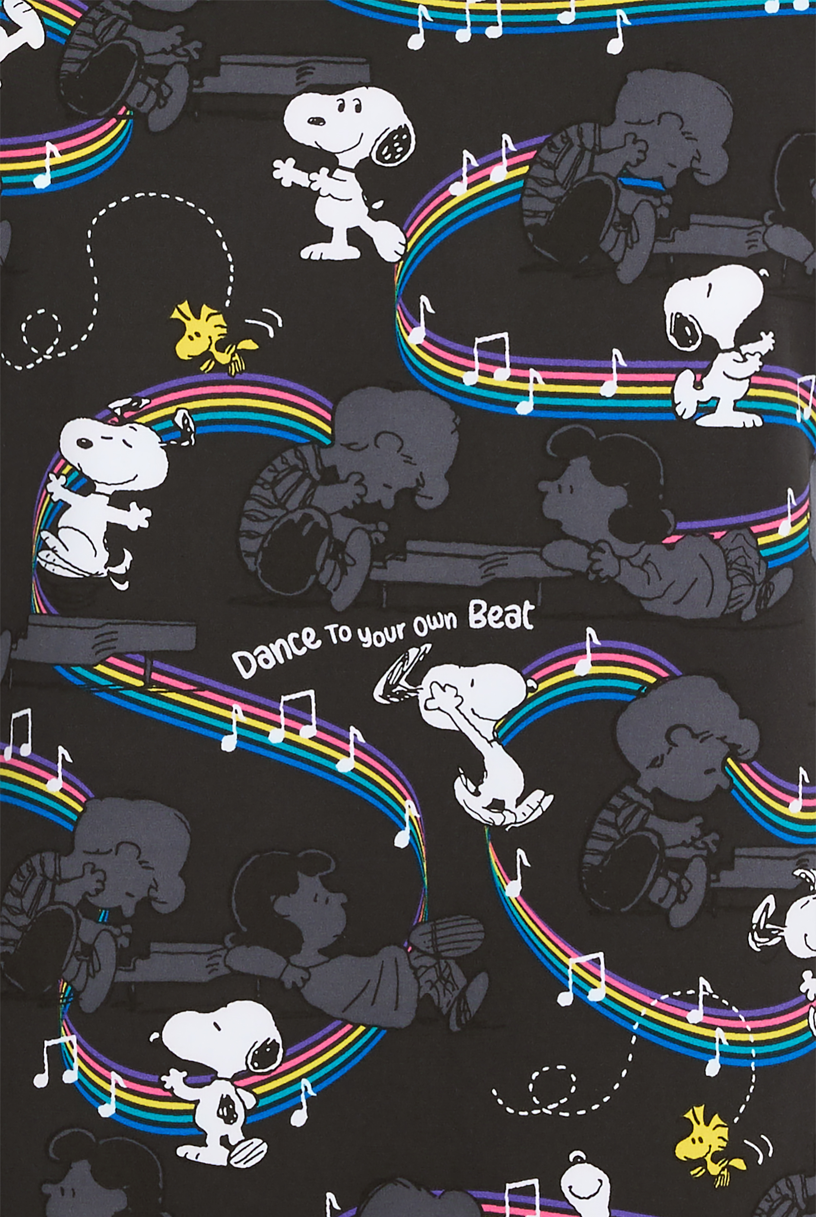 Blusa médica estampada Tooniforms Peanuts Your Own Beat STRETCH con cuello en V y 3 bolsillos para mujer